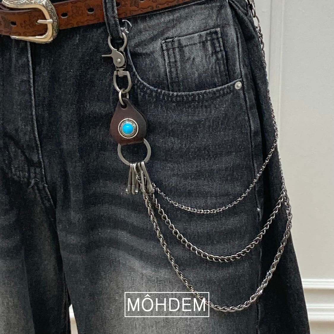 웨스턴 y2k 터키석 바지체인 키링 상품이미지1