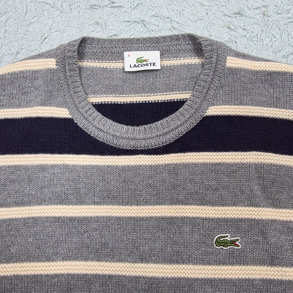 라코스테 남성 스트라이프 울 100% 라운드넥 풀오버 3호(95) 상품이미지4
