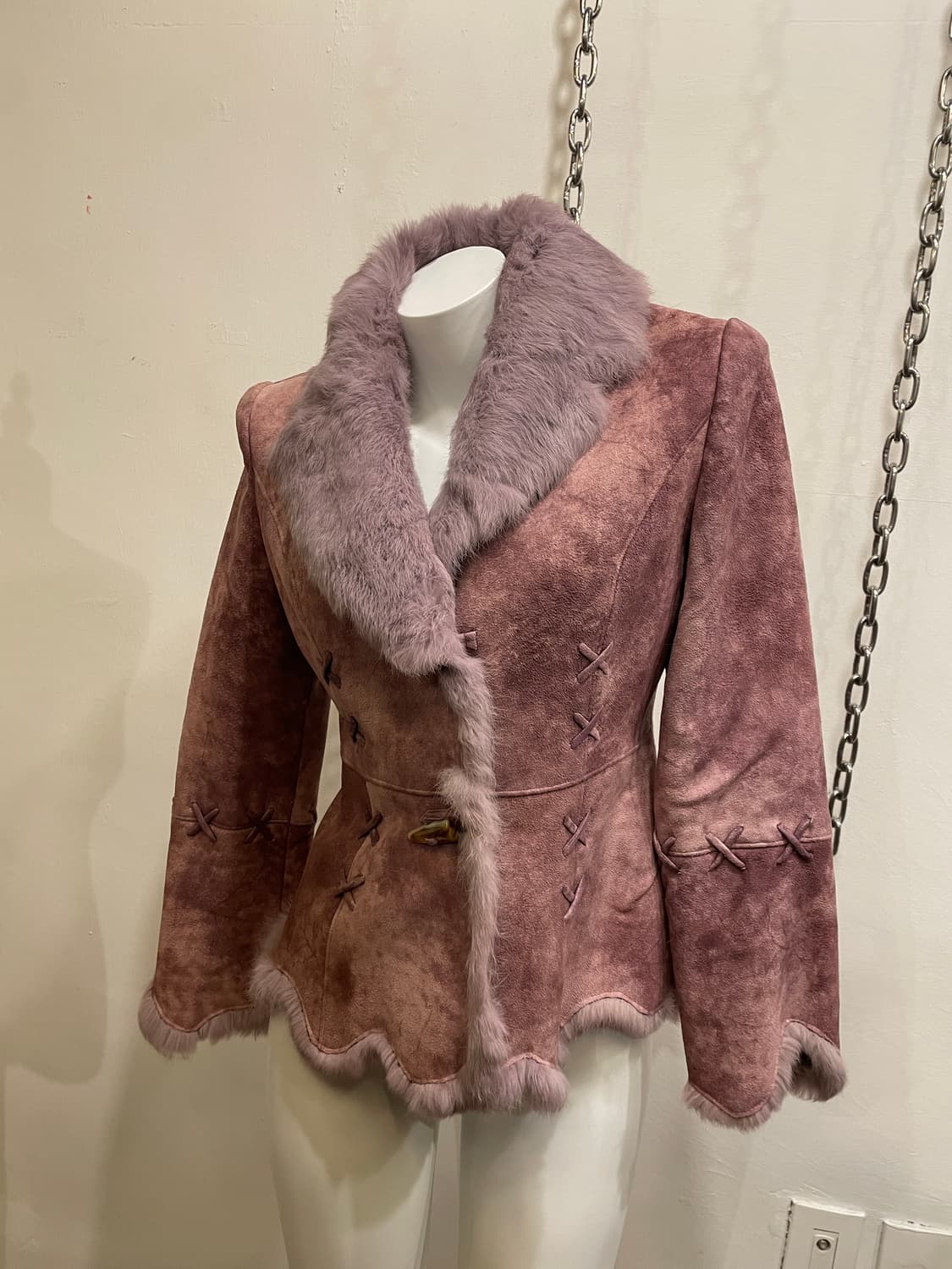 퍼플 퍼 핑크 무스탕 자켓 갸루 y2k 오리엔탈 상품이미지1