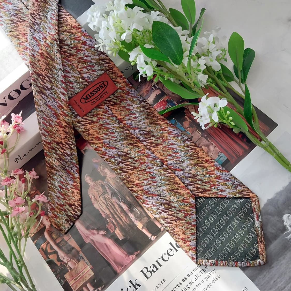 미쏘니 실크 브라운 지그재그 패턴 넥타이 9cm A+등급 K1691
 상품이미지6