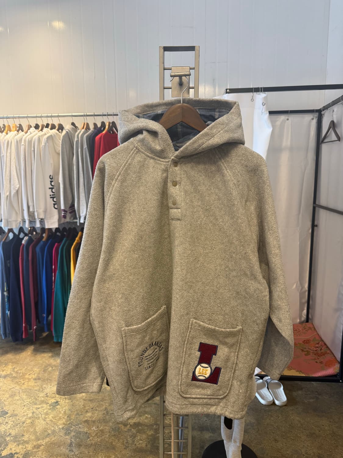 Lee 기모 포켓 래글런 후드티(엑라) 상품이미지1