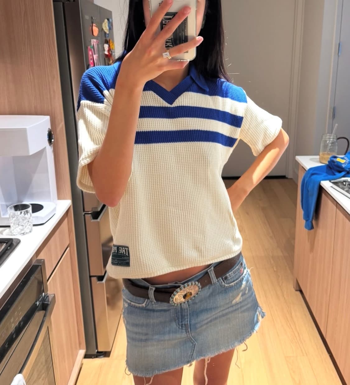 TAE PARK 와플 니트 저지 라피스 블루 상품이미지1