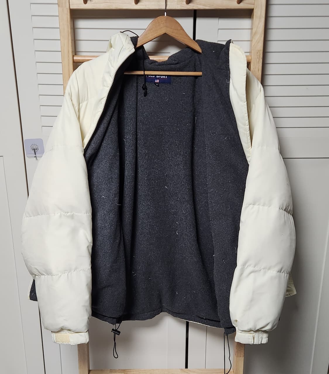 폴로 스포츠 다운 푸퍼 아이보리 후드 패딩 상품이미지5