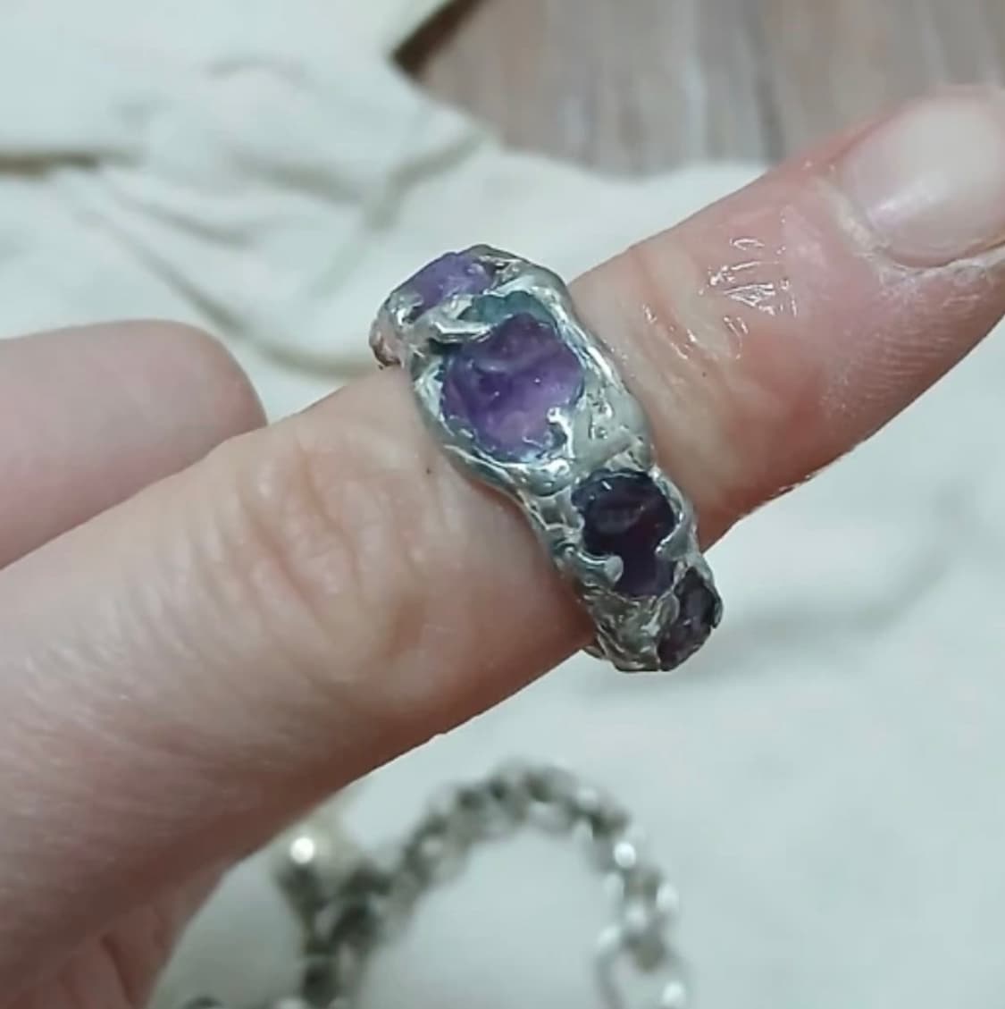 925실버 반지 / 천연 자수정 순은반지 / 자수정 은반지 / 원석은반지 상품이미지2