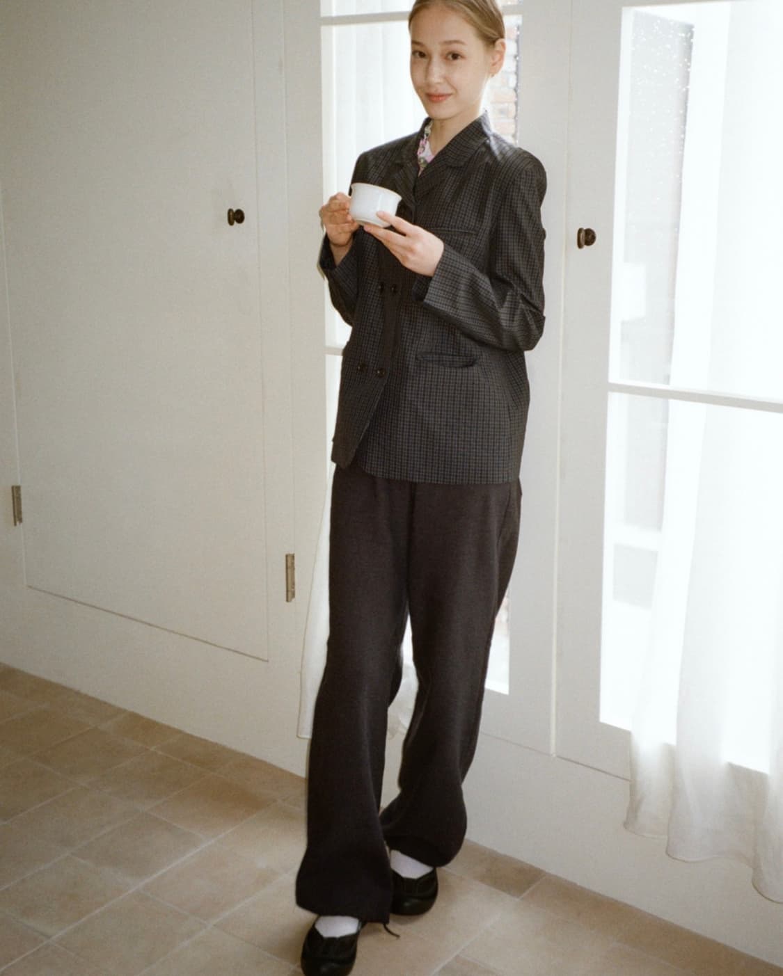 페스토 체크 더블 자켓 다크 레이크 상품이미지3