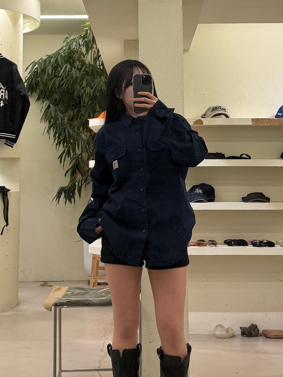 칼하트 네이비 투포켓 워크 셔츠 U262 상품이미지1