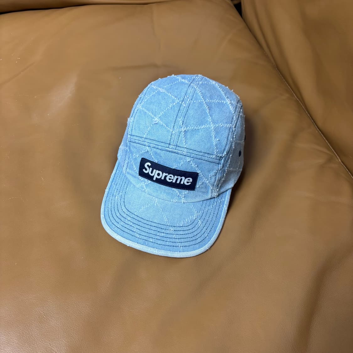 슈프림 캠프캡 모자 박스로고 펀치드 데님 상품이미지1