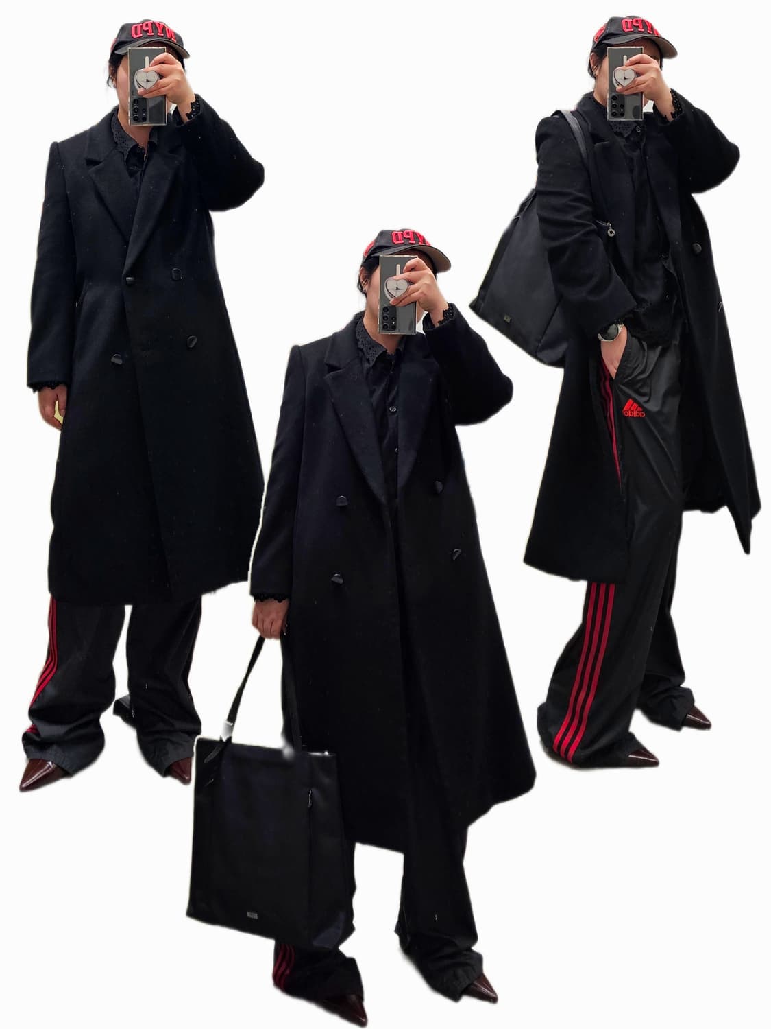 Carat by Sanyo 블랙 퓨어 캐시미어 테일러드 더블 코트 상품이미지4