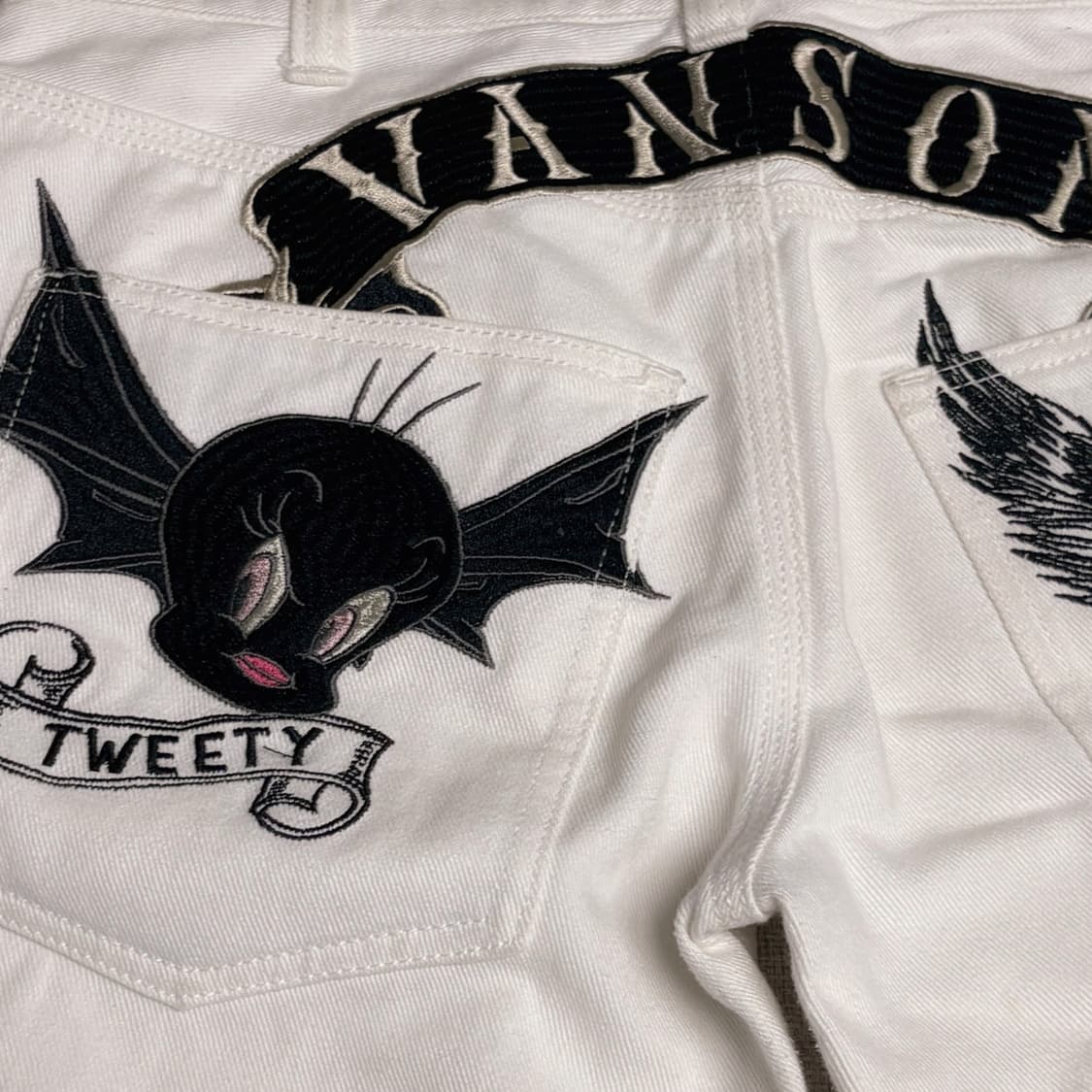 VANSON Leathers 벤슨 레더 트위티 생화이트 핀터깔 데님 팬츠 상품이미지3