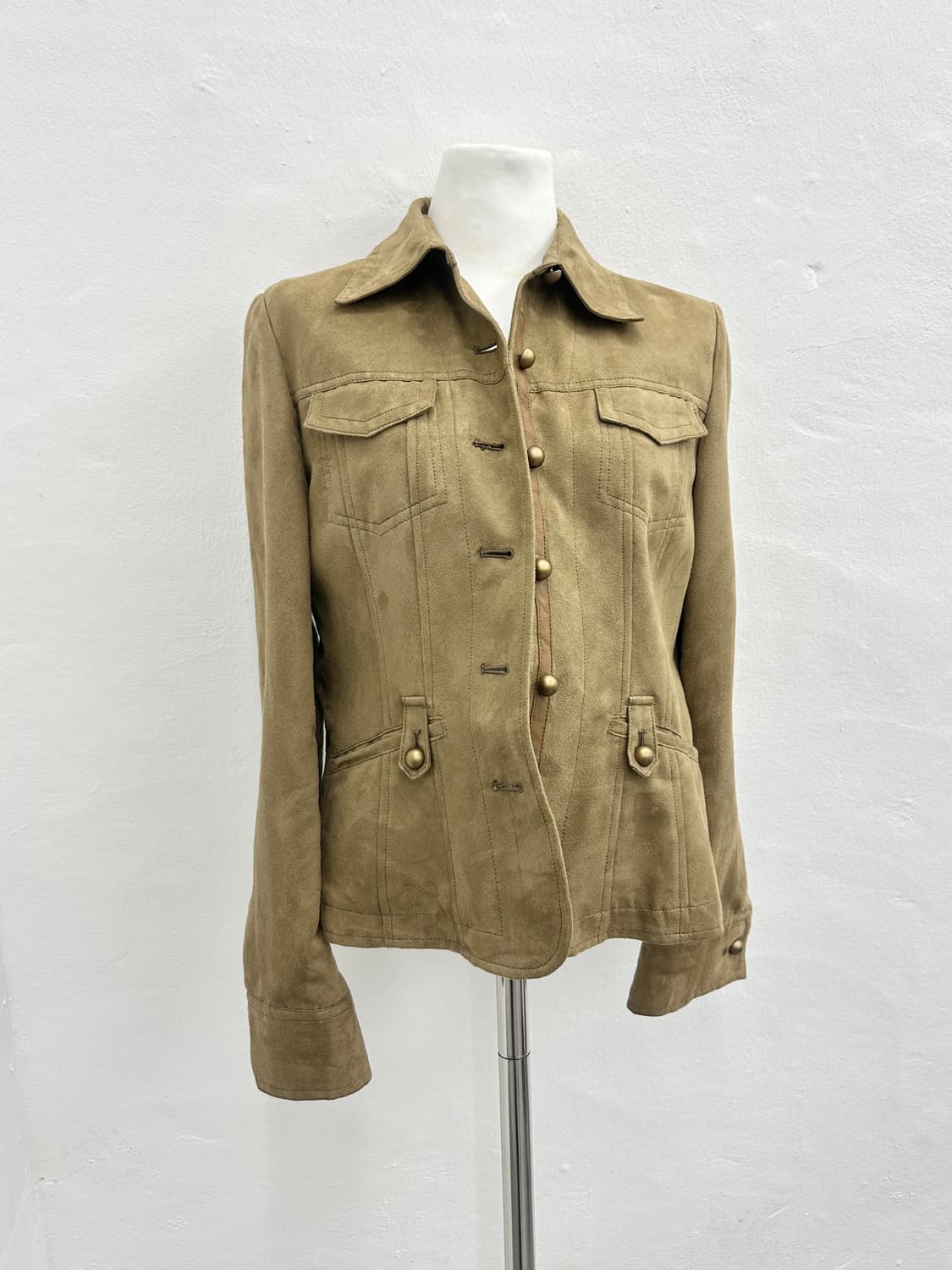 Cloche brown suede leather detail jacket 상품이미지1