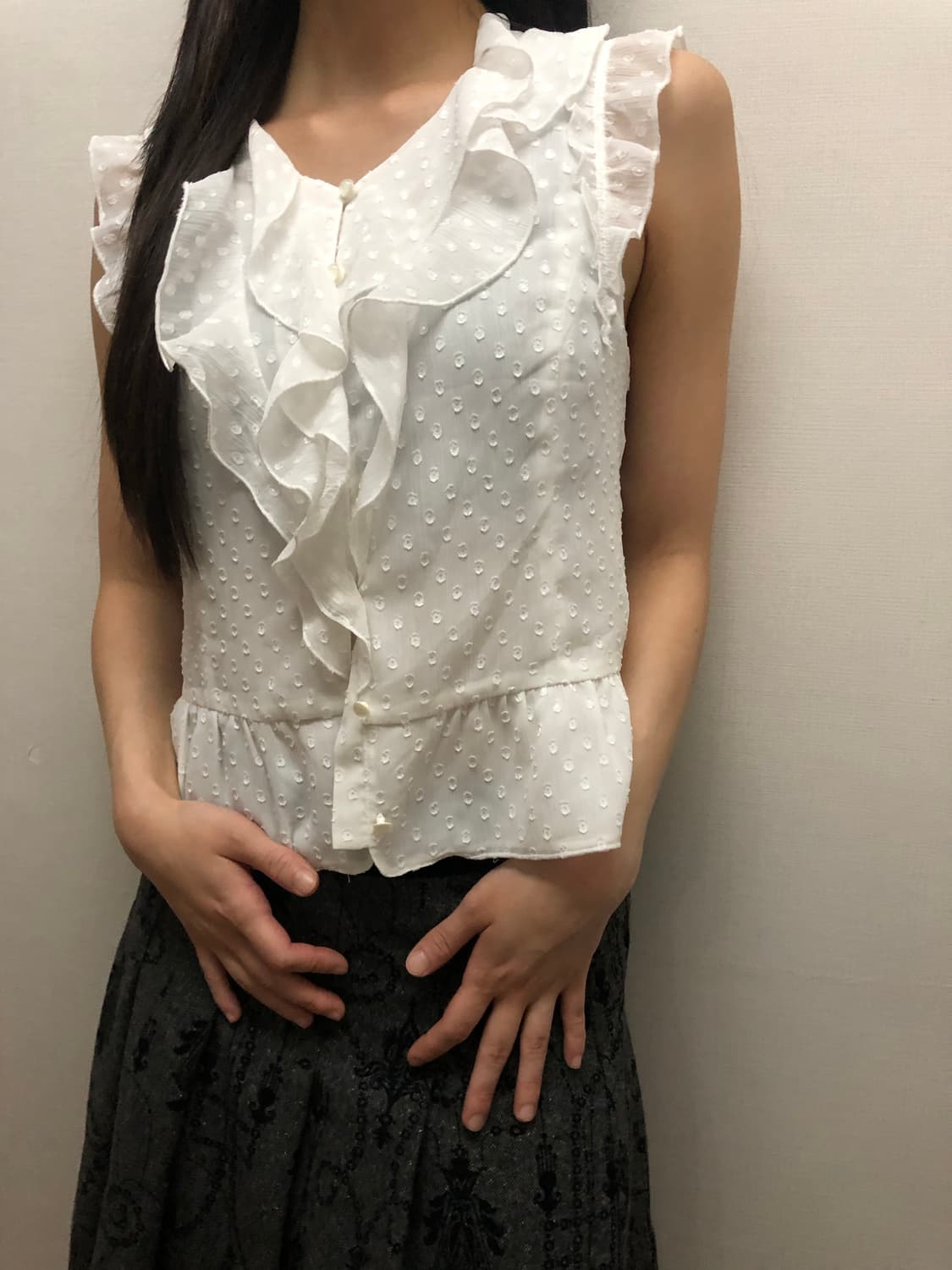 빈티지 화이트 프릴 도트 블라우스 상품이미지8