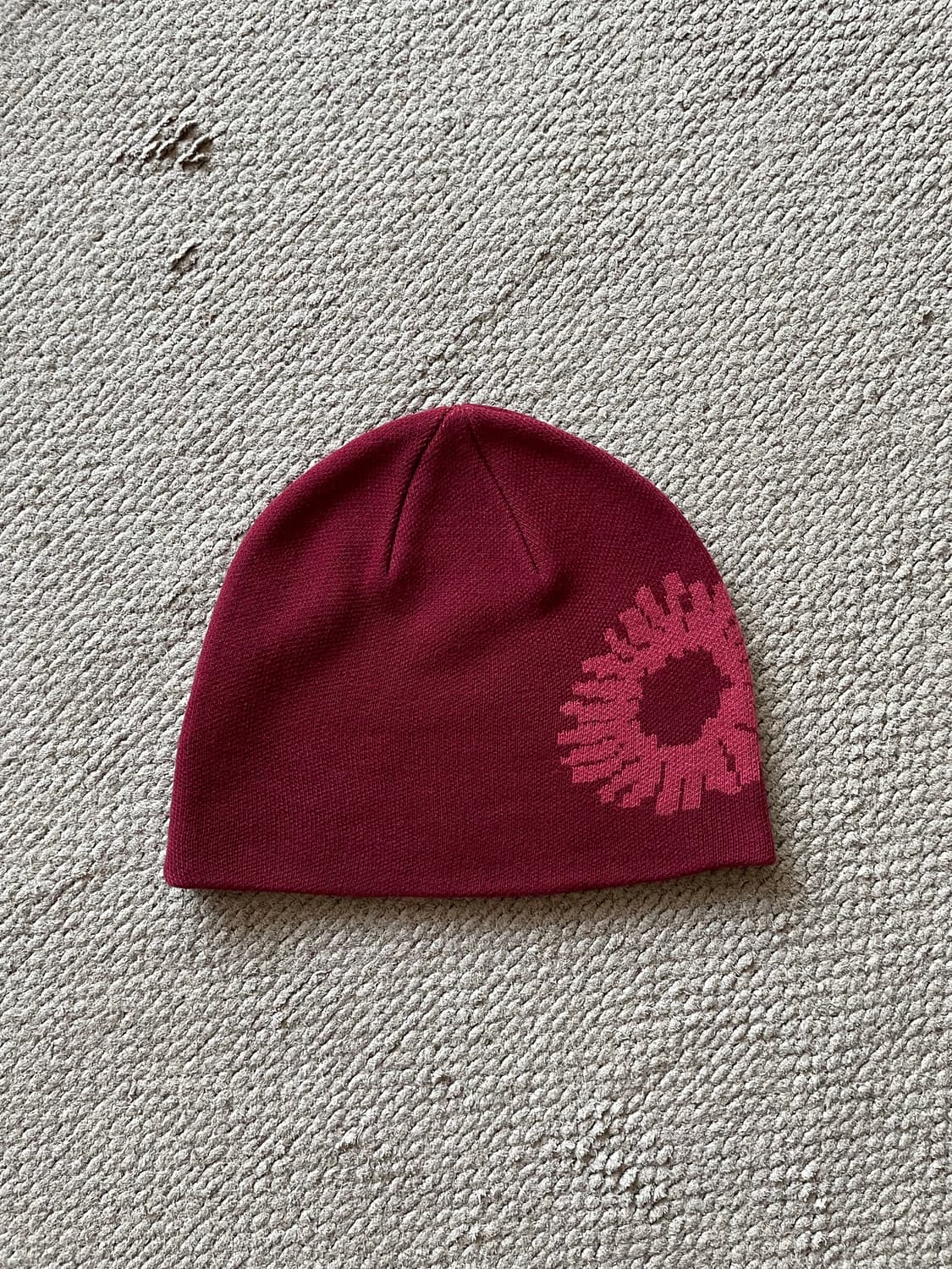 [OS] 999휴머니티 로고 심볼 자카드 비니 버건디 색상 판매합니다 상품이미지1