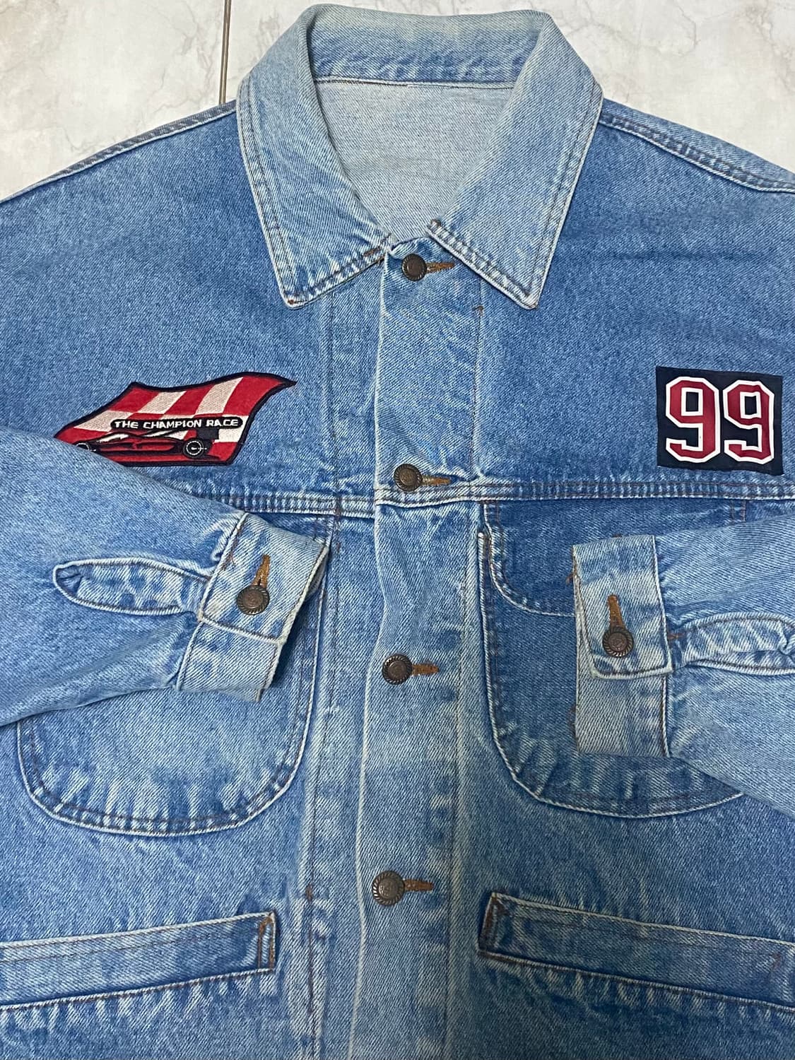 빈티지 데님 자켓 패치 워크웨어 오버핏 105 상품이미지4