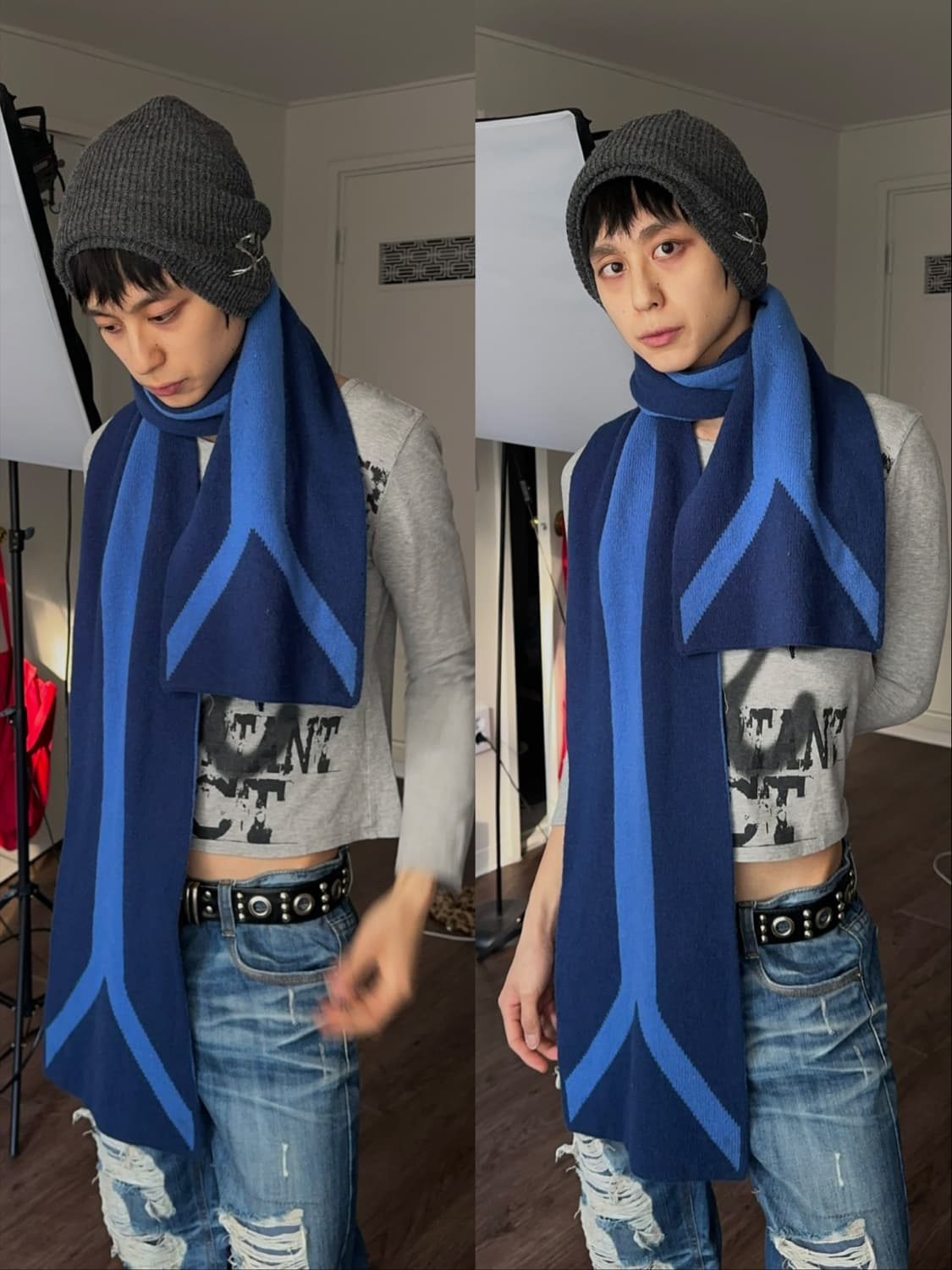 Gap 블루 콘트라스트 머플러 상품이미지1