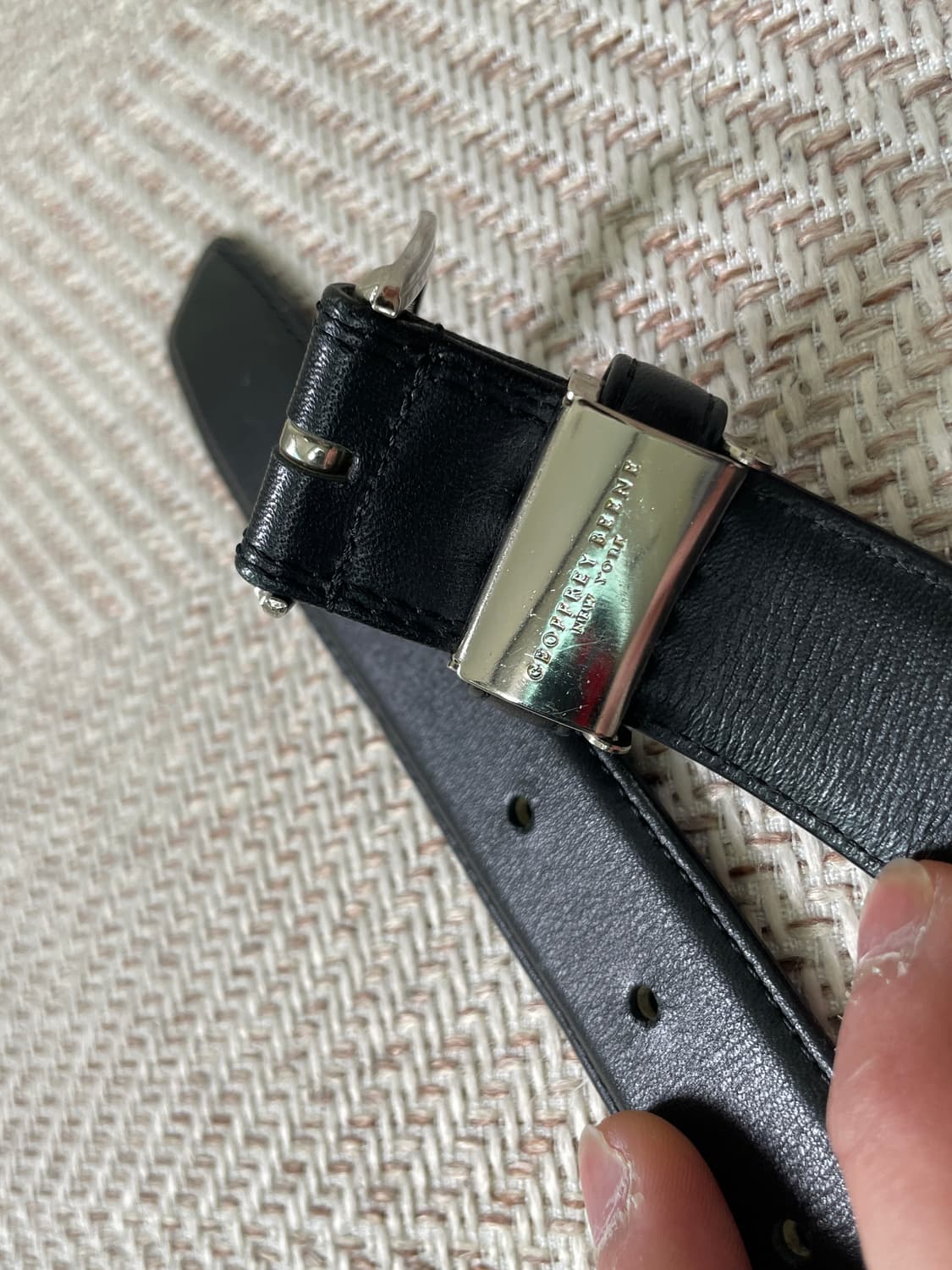 GEOFFREY BEENE 실버버클 레더 벨트  J04079 상품이미지4