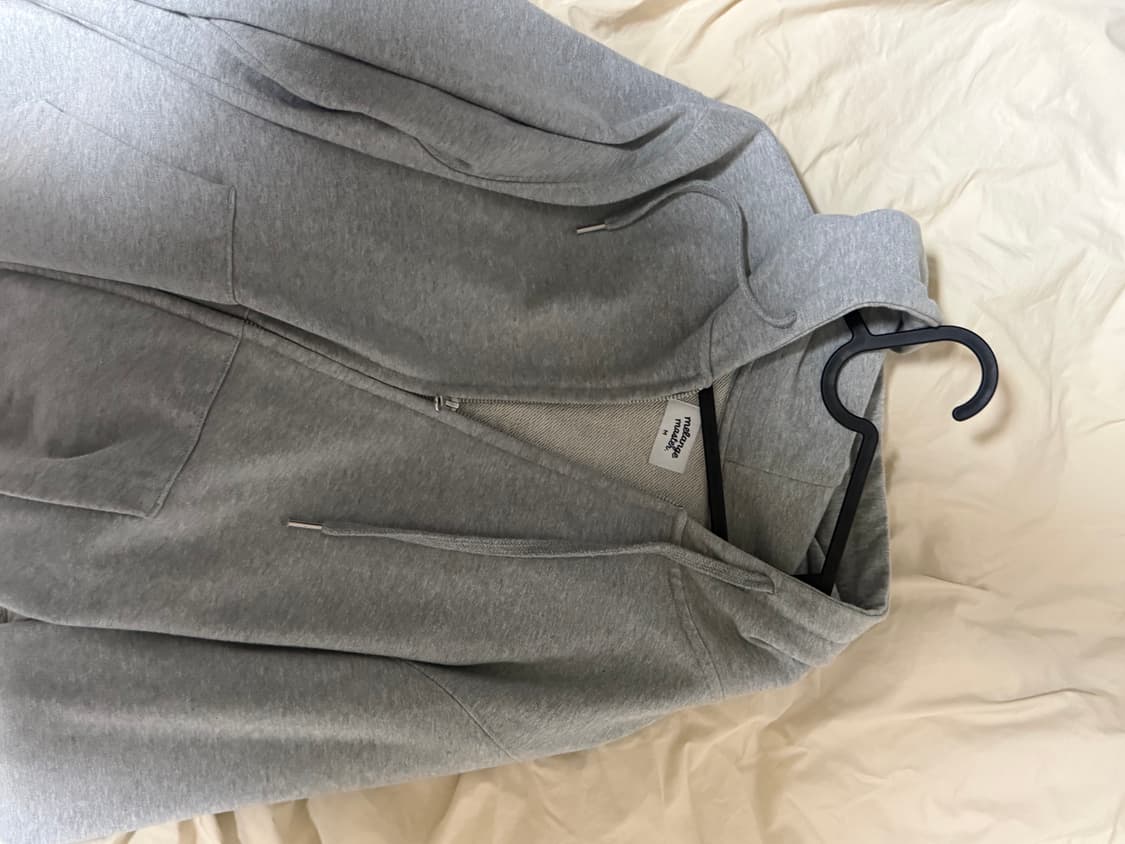 멜란지그레이 회색 후드집업 상품이미지2