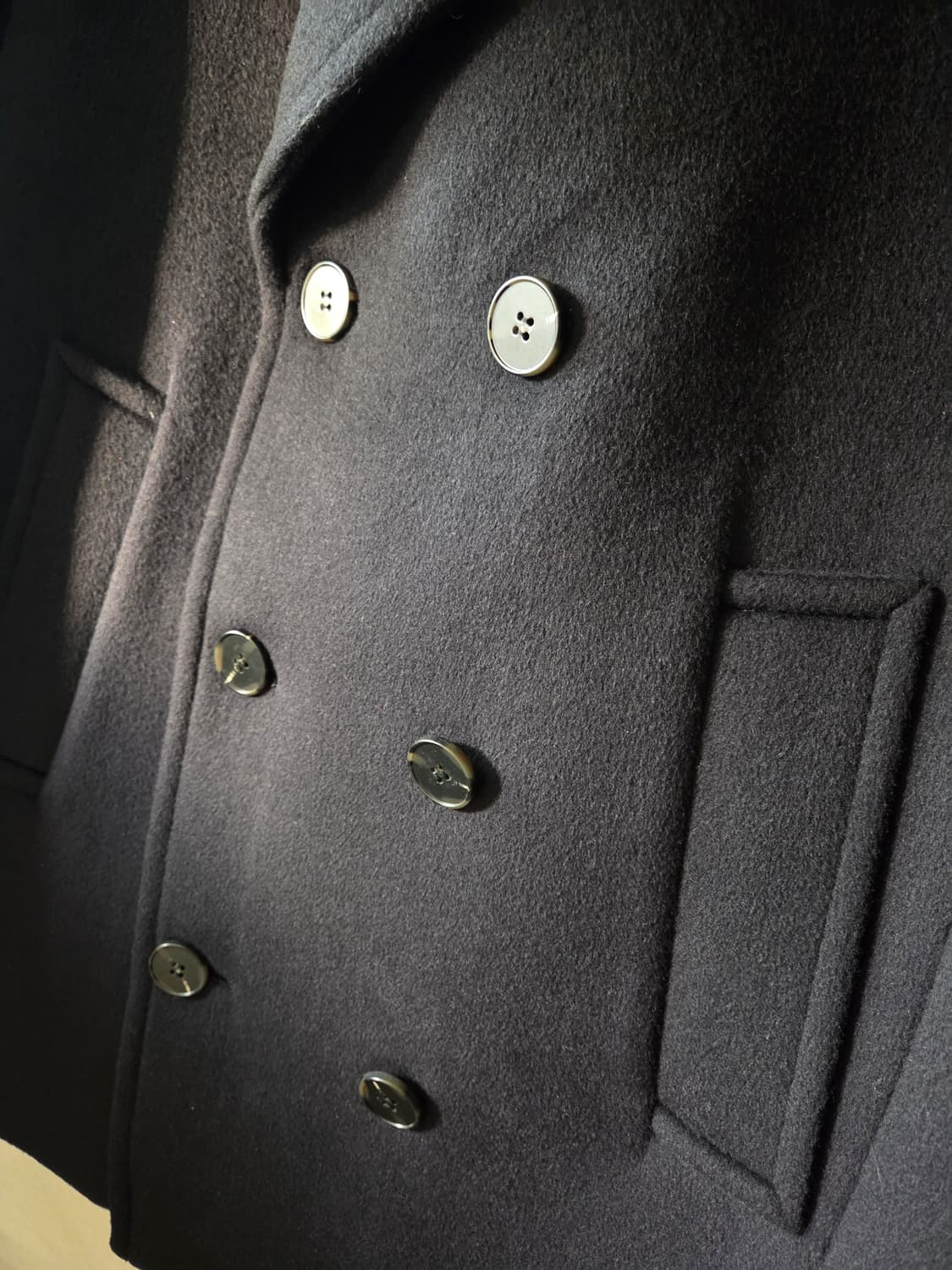 제너럴아이디어 울 블렌드 더블 피코트 다크네이비 L 상품이미지7