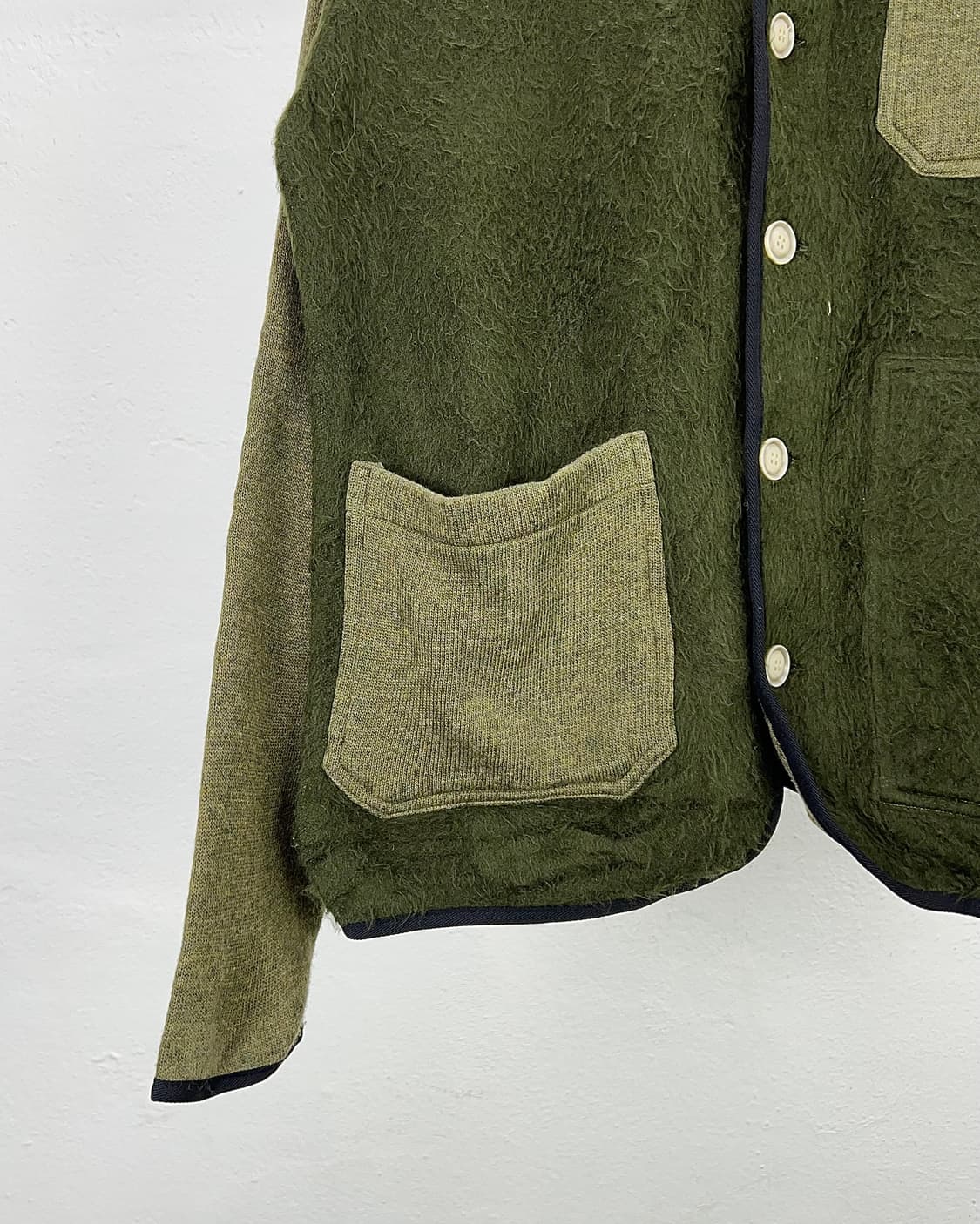 자알드 아마존 그린 라운드 버튼 업 패치 포켓 플리스 가디건 자켓 상품이미지4