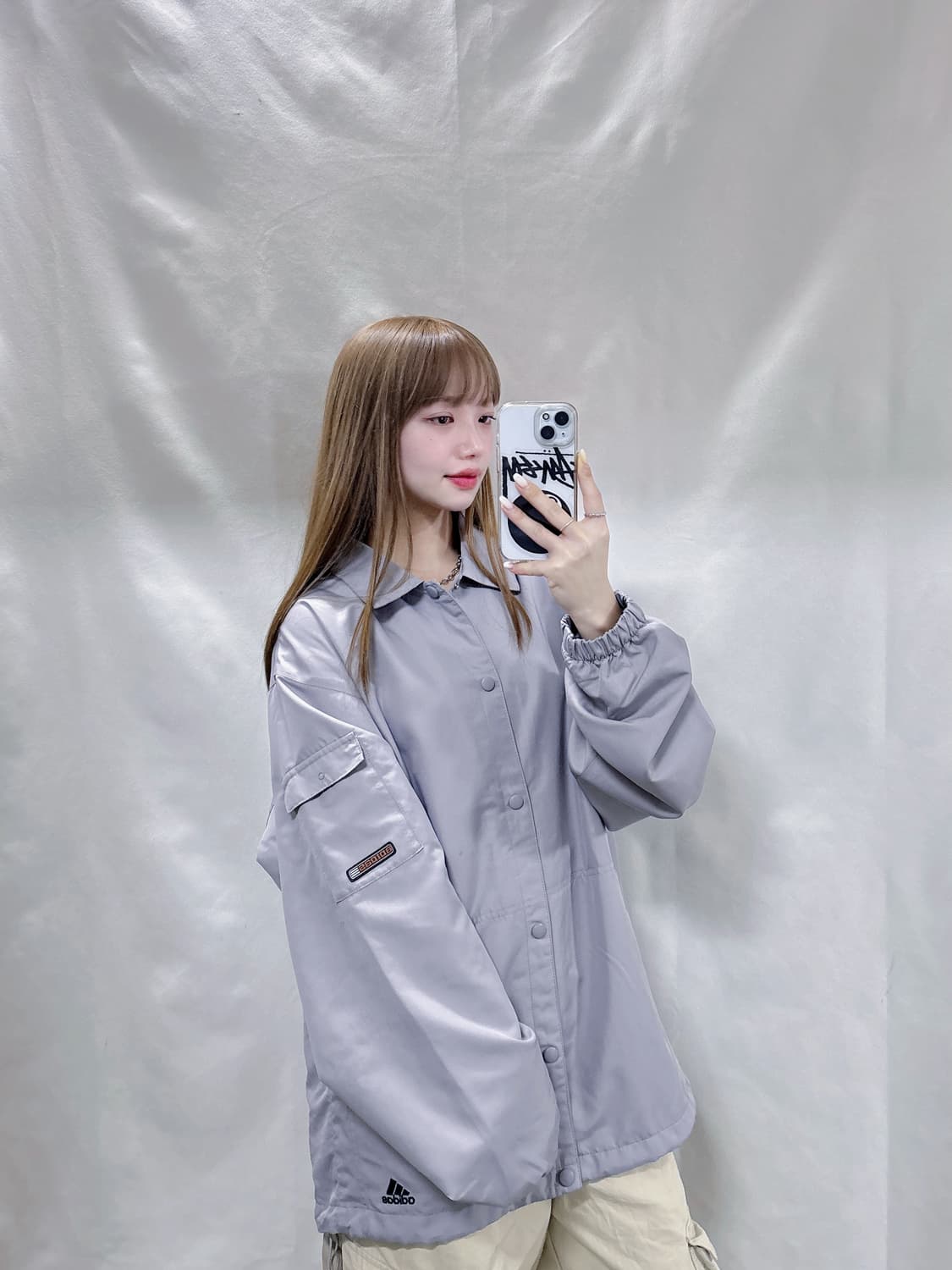 아디다스 90‘s 그레이 빅로고 코치자켓  상품이미지3