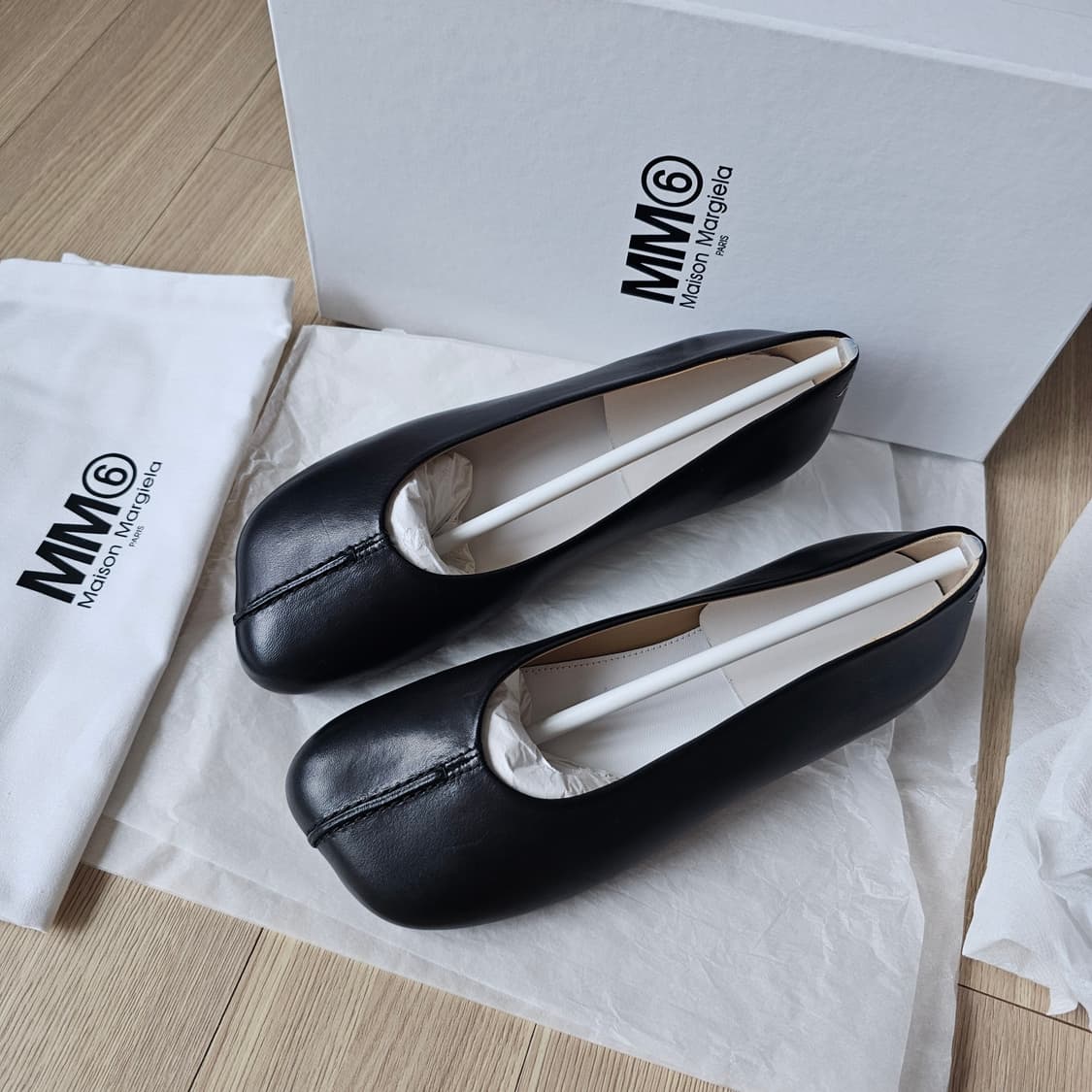 230 새제품 MM6 메종 마르지엘라 스티치 레더 발레 플랫 슈즈 구두 상품이미지1