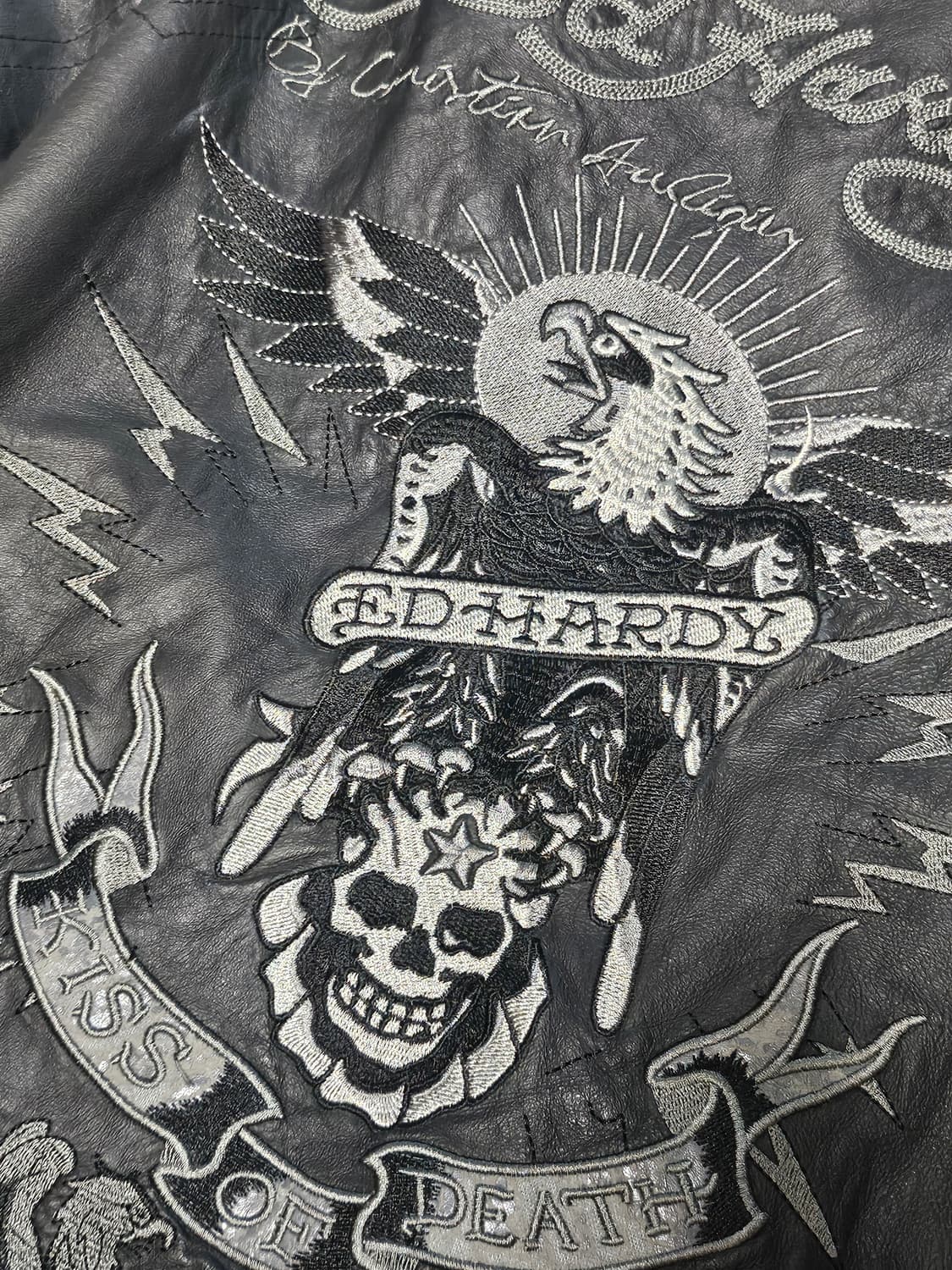에드 하디 양가죽 자수 가죽자켓 L 상품이미지7