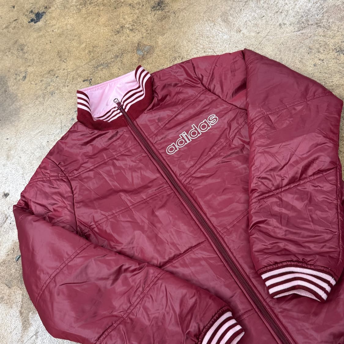 아디다스 딸기우유 핑크 버건디 양면 패딩  상품이미지1