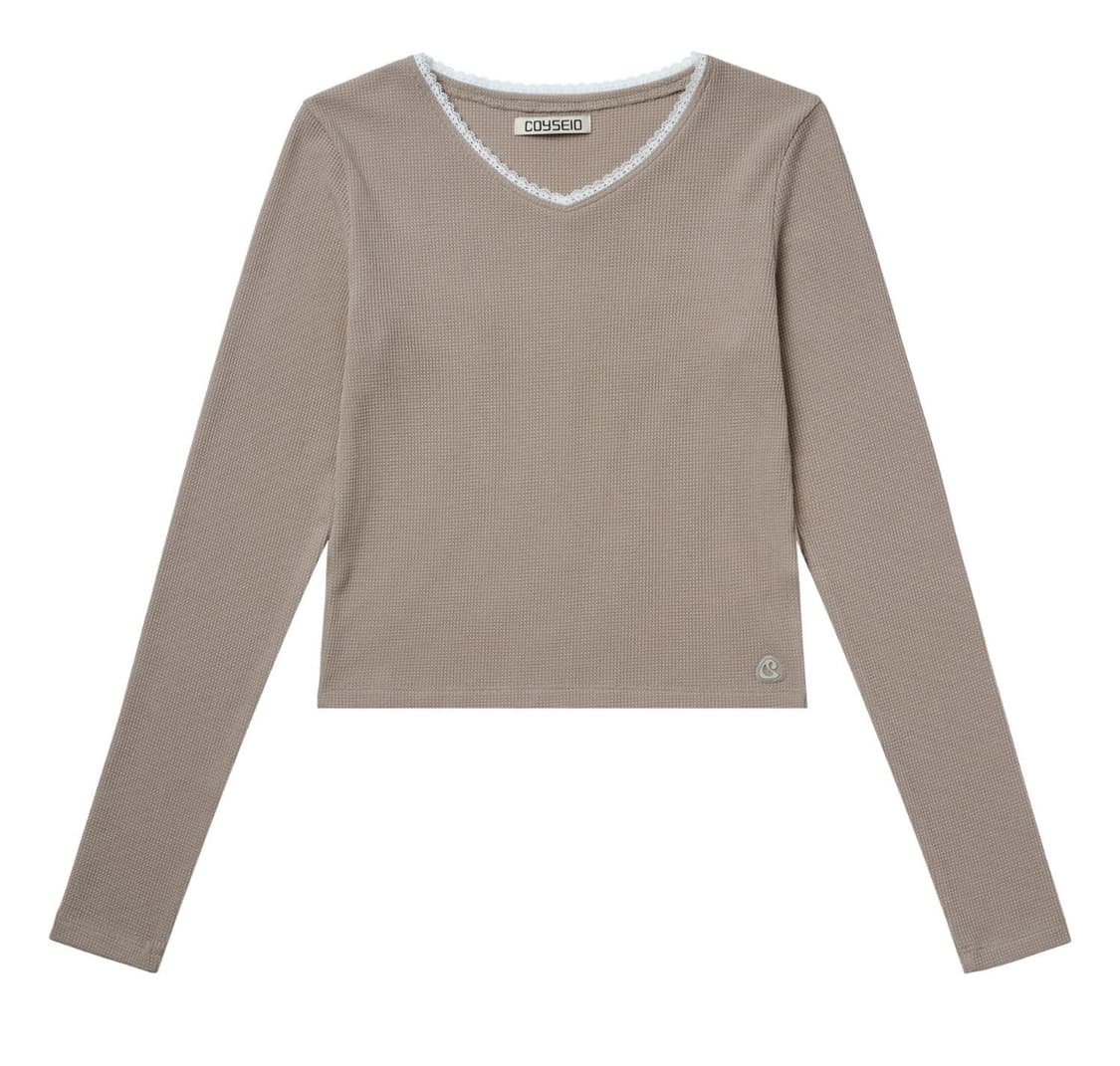 코이세이오 LACE WAFFLE LONGSLEEVES BEIGE 상품이미지1