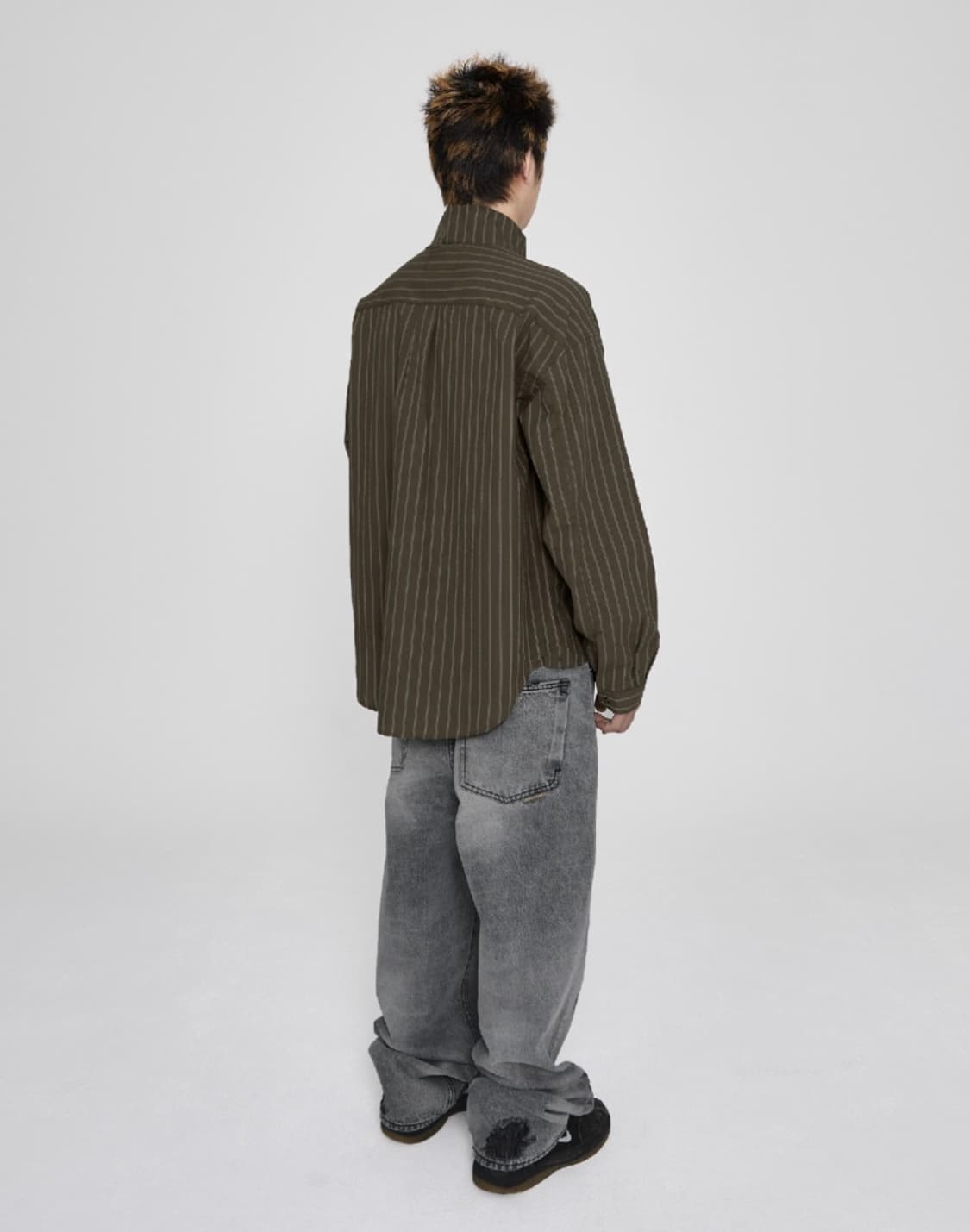 예스아이씨 하이넥 투웨이 집업 셔츠 브라운 L size 상품이미지4