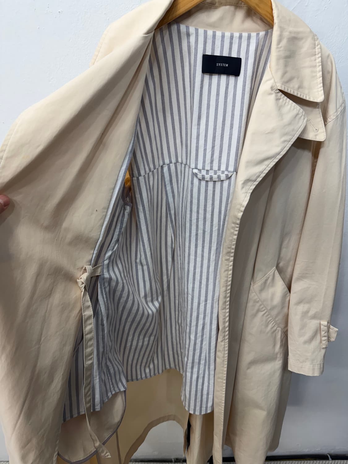 정품) 시스템 SYSTEM 한섬 아이보리 트렌치코트 82 상품이미지4