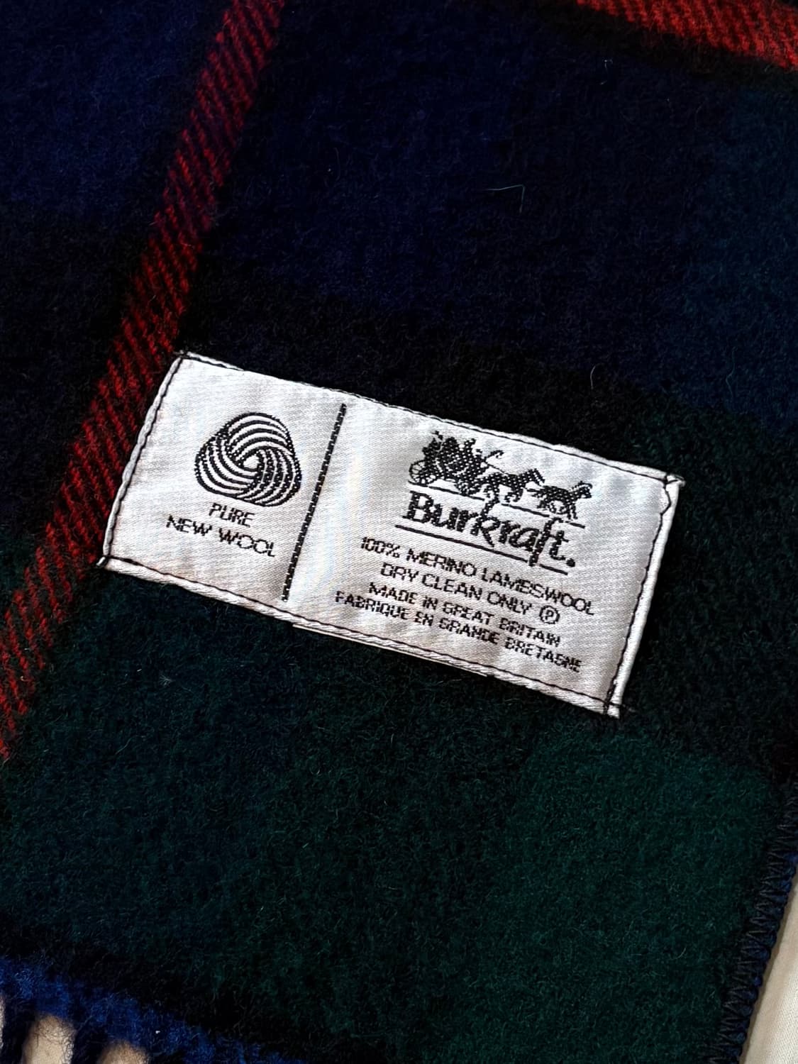 90s 영국 Burkraft 메리노 램스울 타탄체크 머플러 상품이미지4
