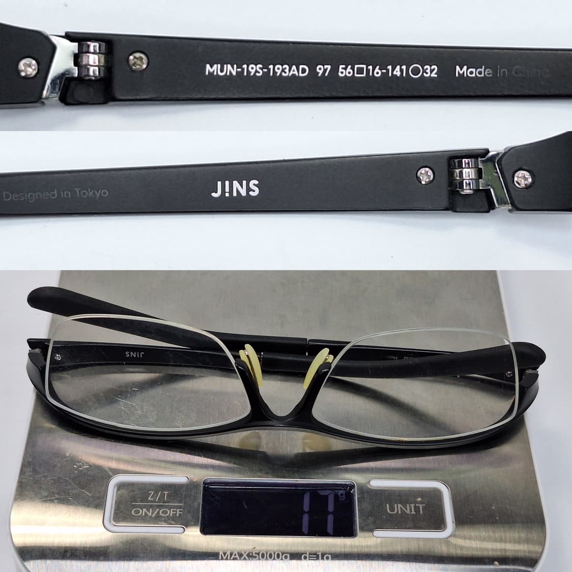 JINS 진스 MUN-195-193AD 에어프레임 슬림 엣지 반무테 안경 상품이미지9