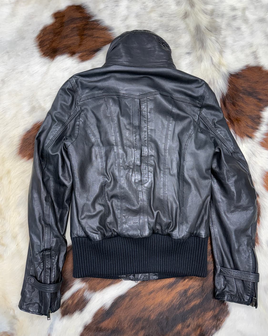 Salvatore santoro 파일럿 하이넥 램레더 자켓 상품이미지6