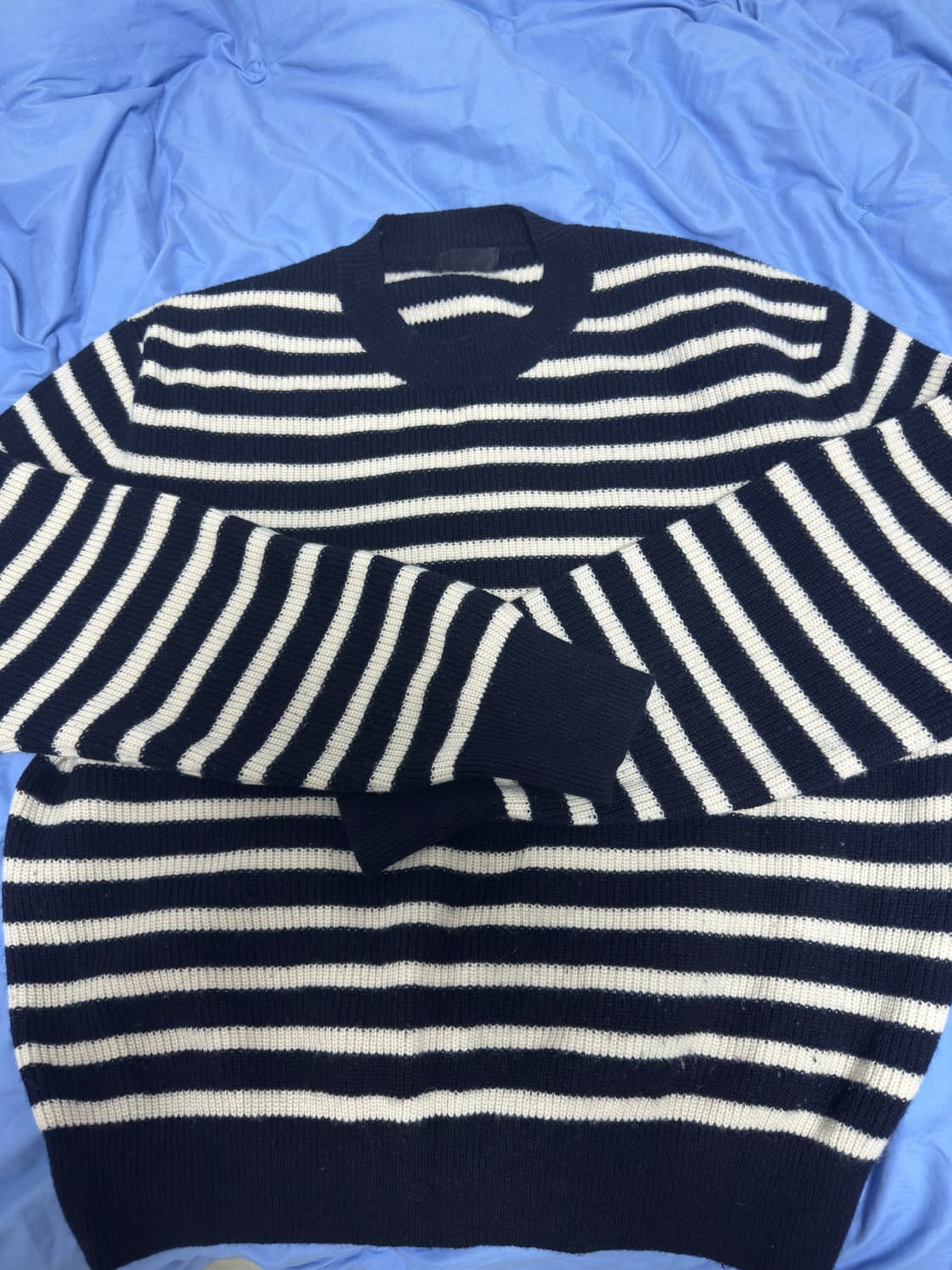 모마디자인 / 울 프렌치 스트라이프 니트 네이비 / 50사이즈 상품이미지1