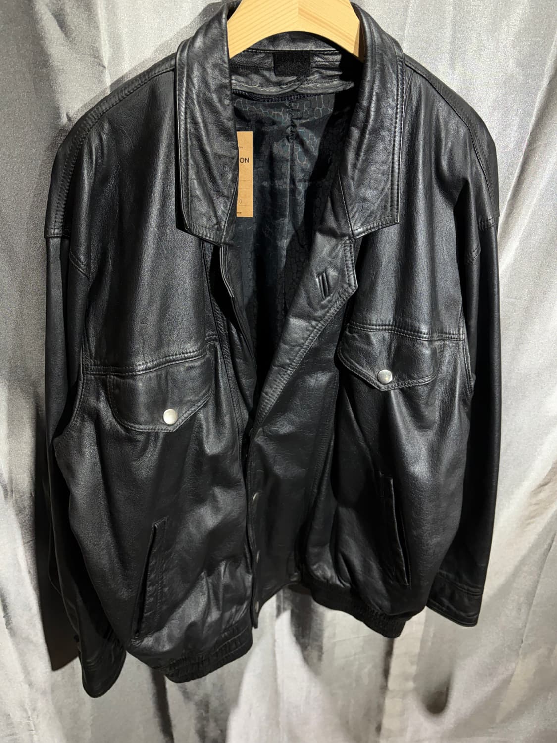 XL 투포켓 카라 버튼 라이더 레더자켓 상품이미지5