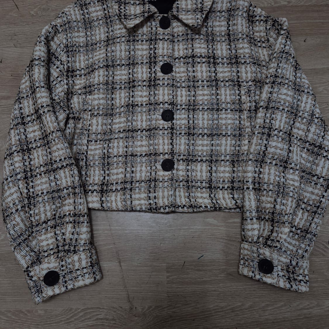 자라 여성 크롭 체크 트위드자켓 S(90) 상품이미지3