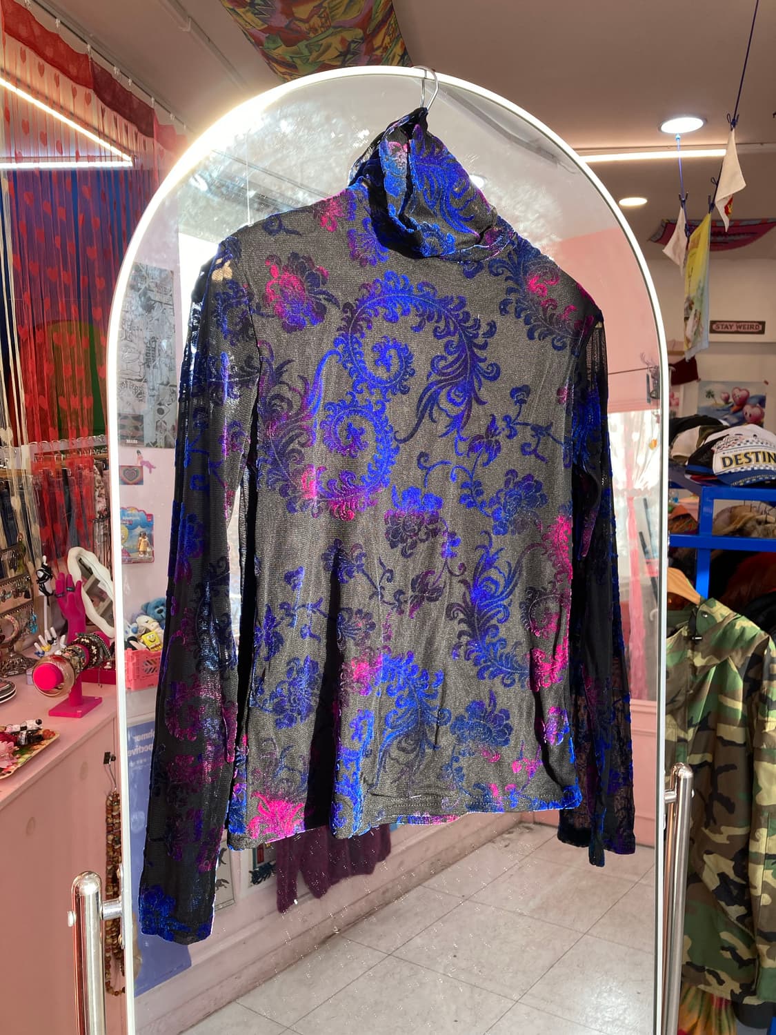 시스루 벨벳 레이스 목폴라 상품이미지1