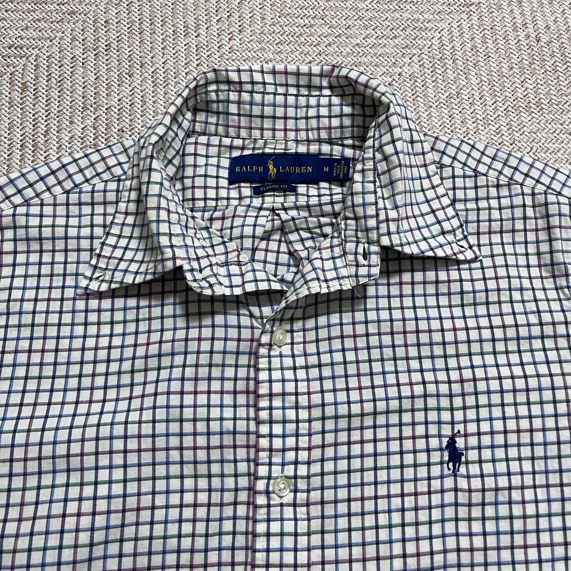 [정품] 폴로 멀티컬러 / 네이비 포니 체크 셔츠 [ M ] 상품이미지3