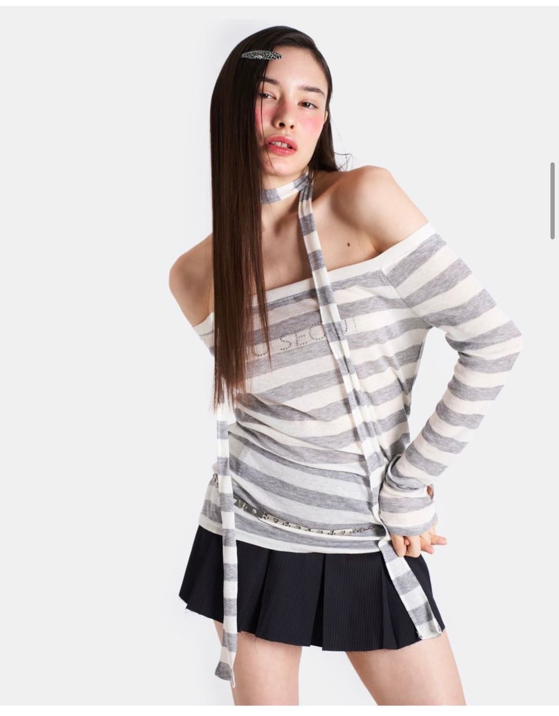 SIO SEOUL striped off-shoulder top 상품이미지2