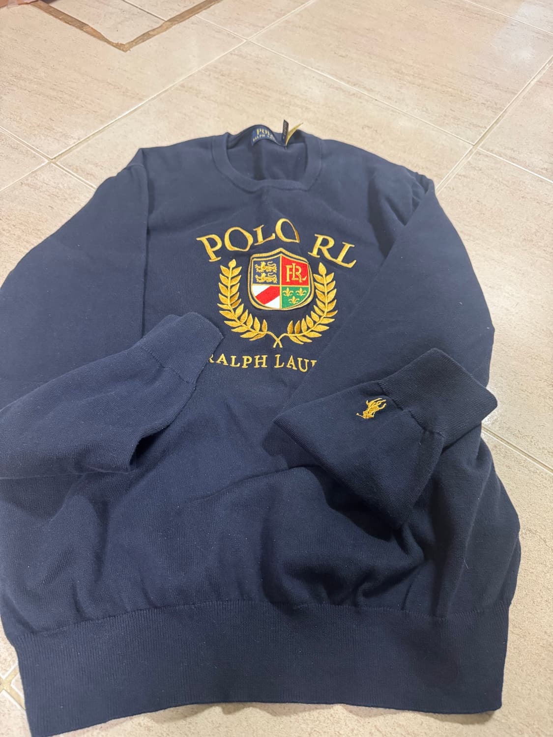 폴로 랄프로렌 코튼 크루넥 스웨터 블루 m사이즈 상품이미지3