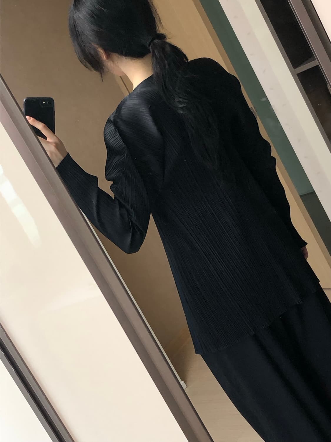 pleats please 플리츠플리즈 검정 노버튼 퍼프 롱 가디건 상품이미지4