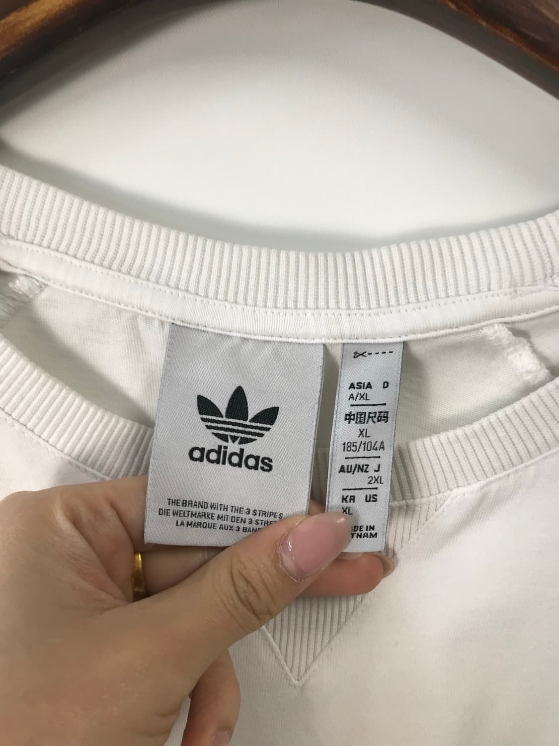 아디다스 3s 화이트 레드 반팔 링거 티셔츠 상품이미지5