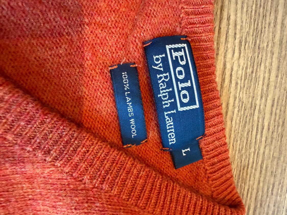 폴로 브이넥 스웨터 니트 라지 주황색 상품이미지2