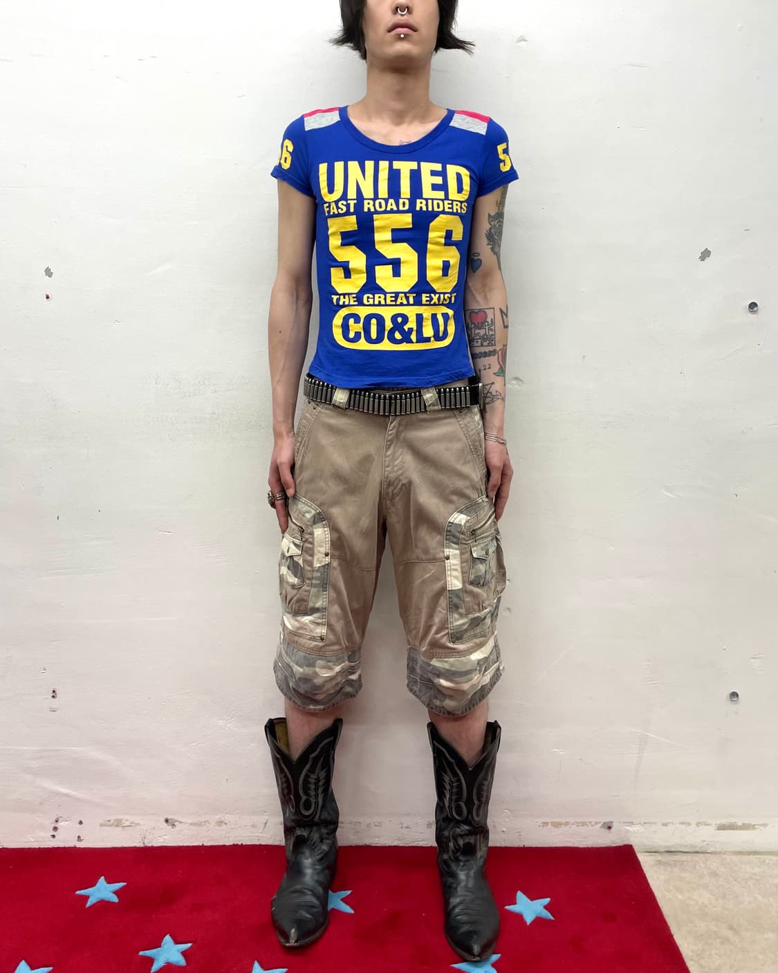 Retro co&lu Yellow Lettering Blue T 상품이미지4