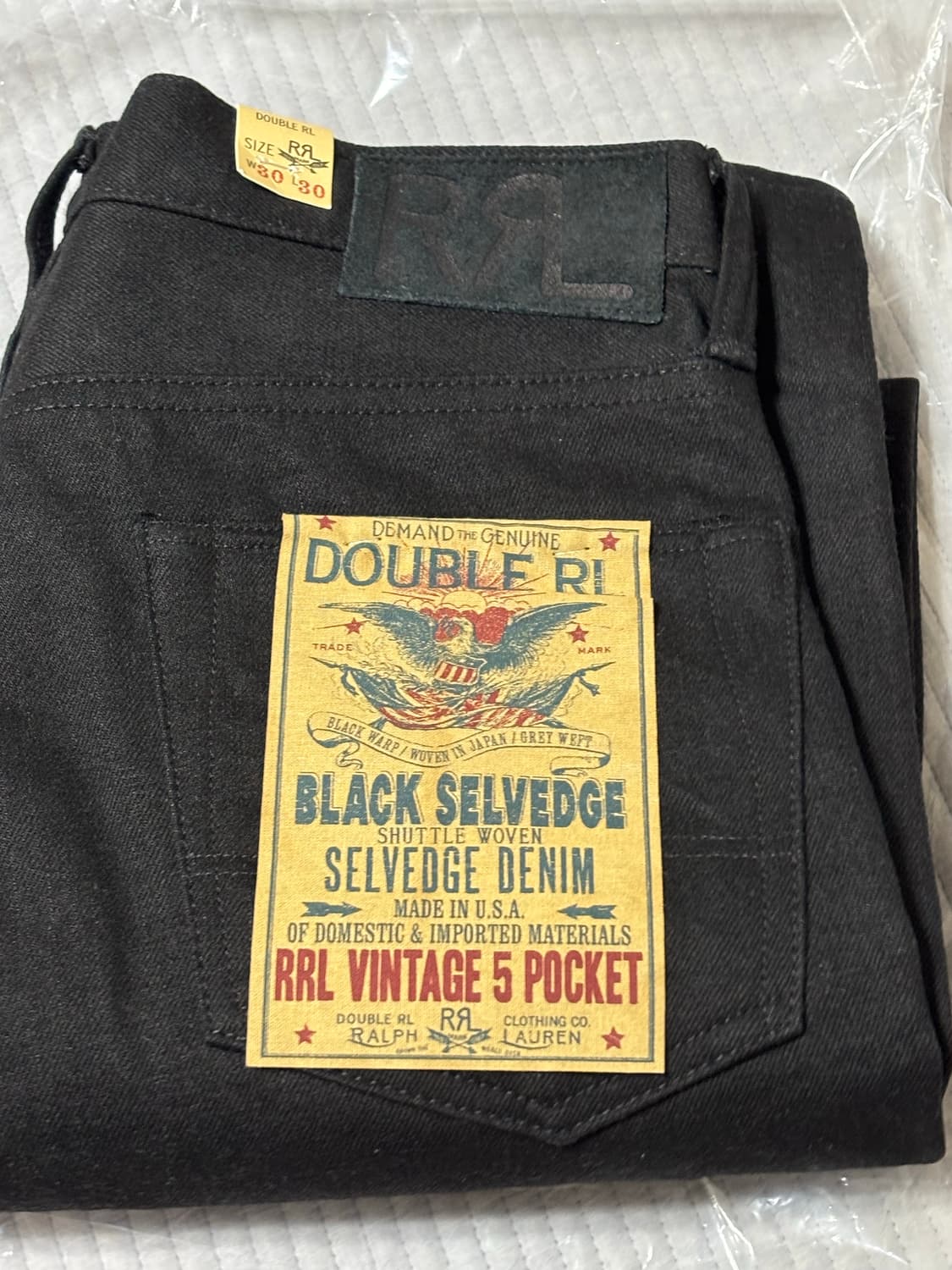 더블알엘 [빈티지 파이브 포켓] 블랙온블랙 30/30 상품이미지1