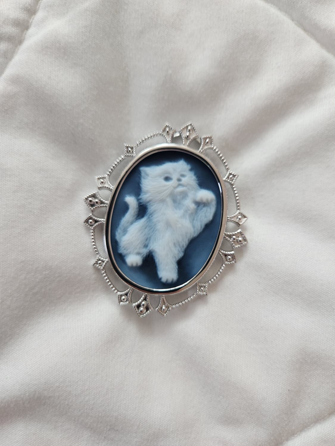 고양이 아게이트 카메오 브로치 펜던트 목걸이 상품이미지1