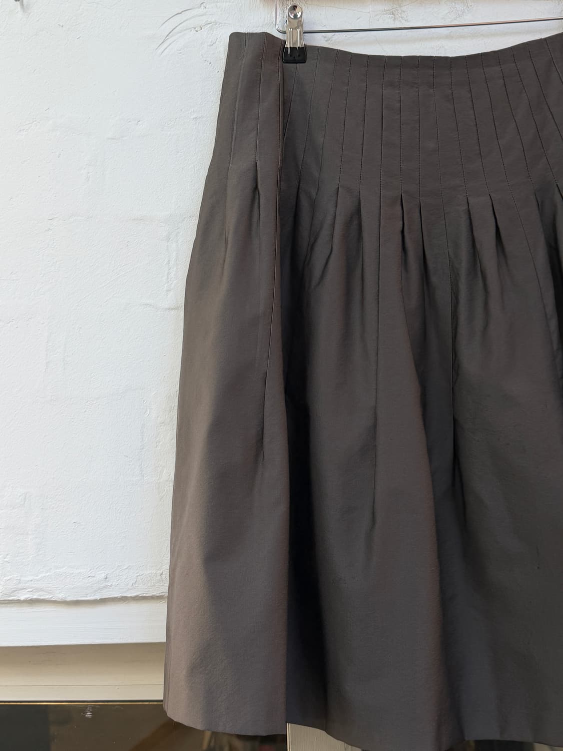 PRADA 프라다 실크 울 블렌드 플리츠 스커트 42 상품이미지3