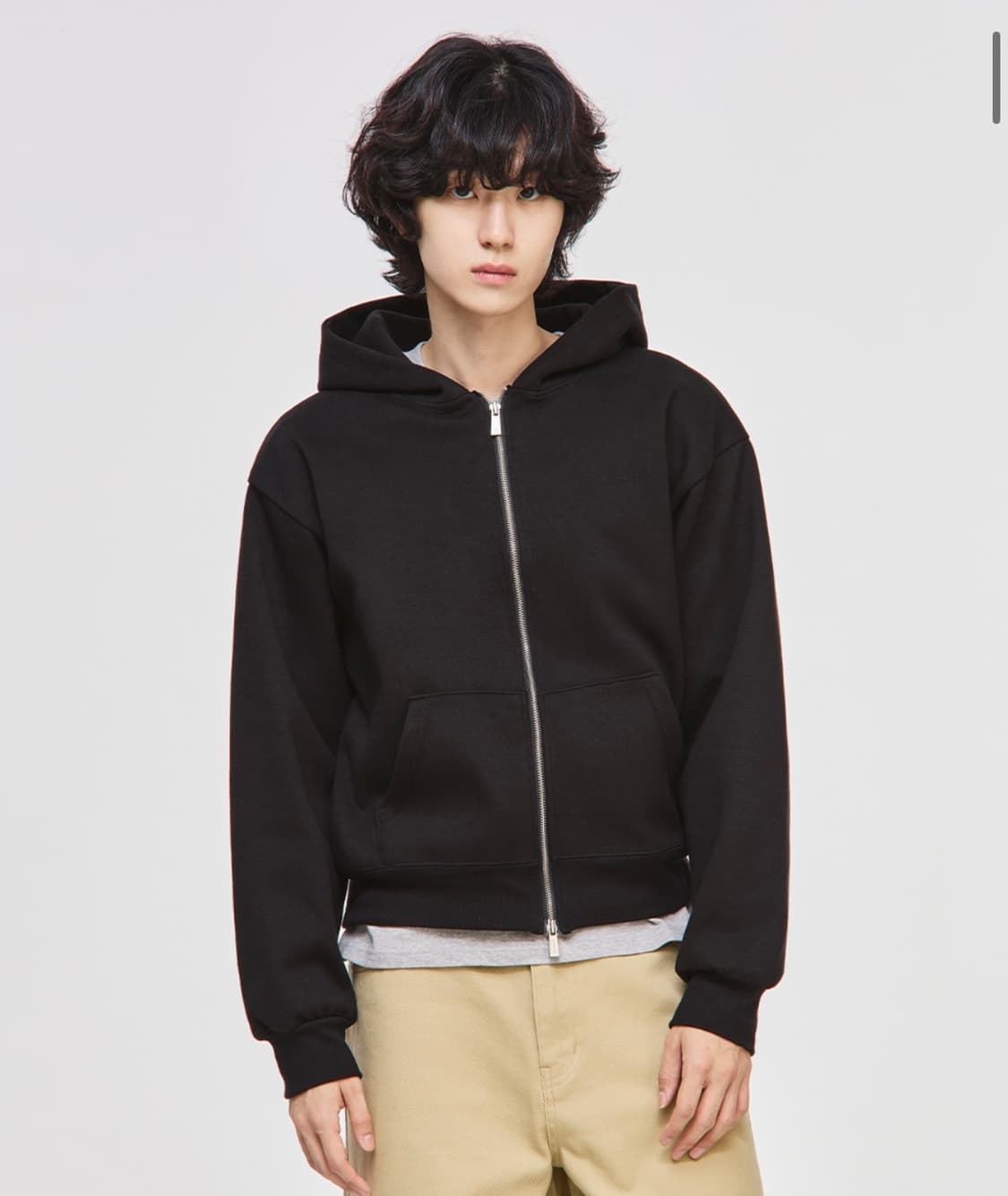 시그니처 투웨이 크롭 후드집업 블랙 L95 상품이미지1