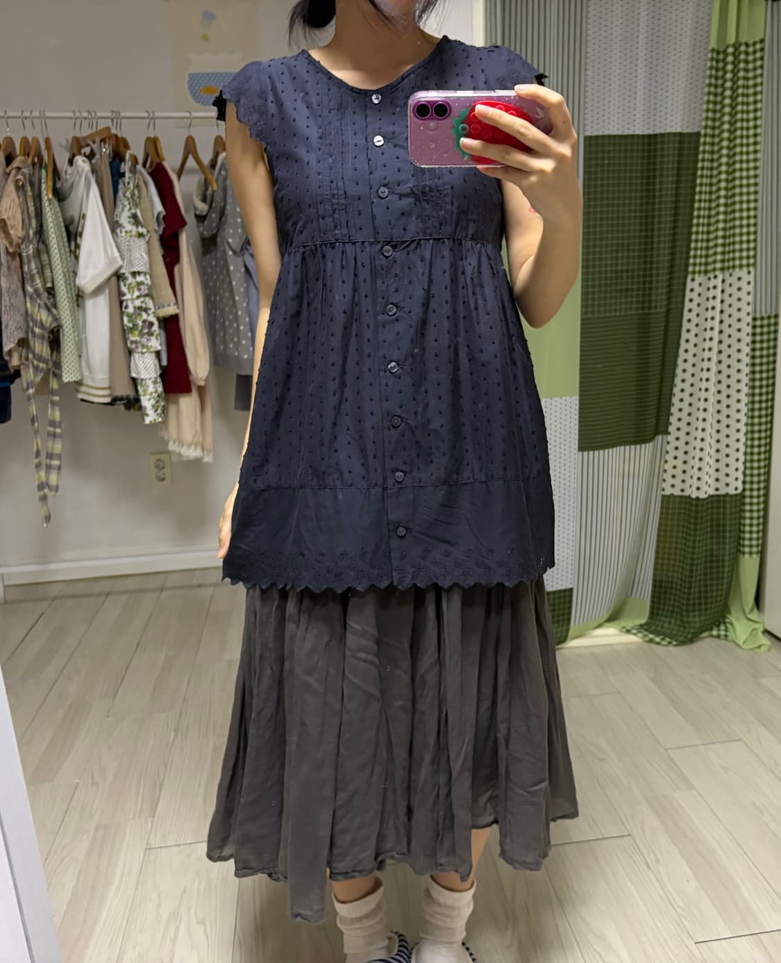 도트 반소매 블라우스 상품이미지10