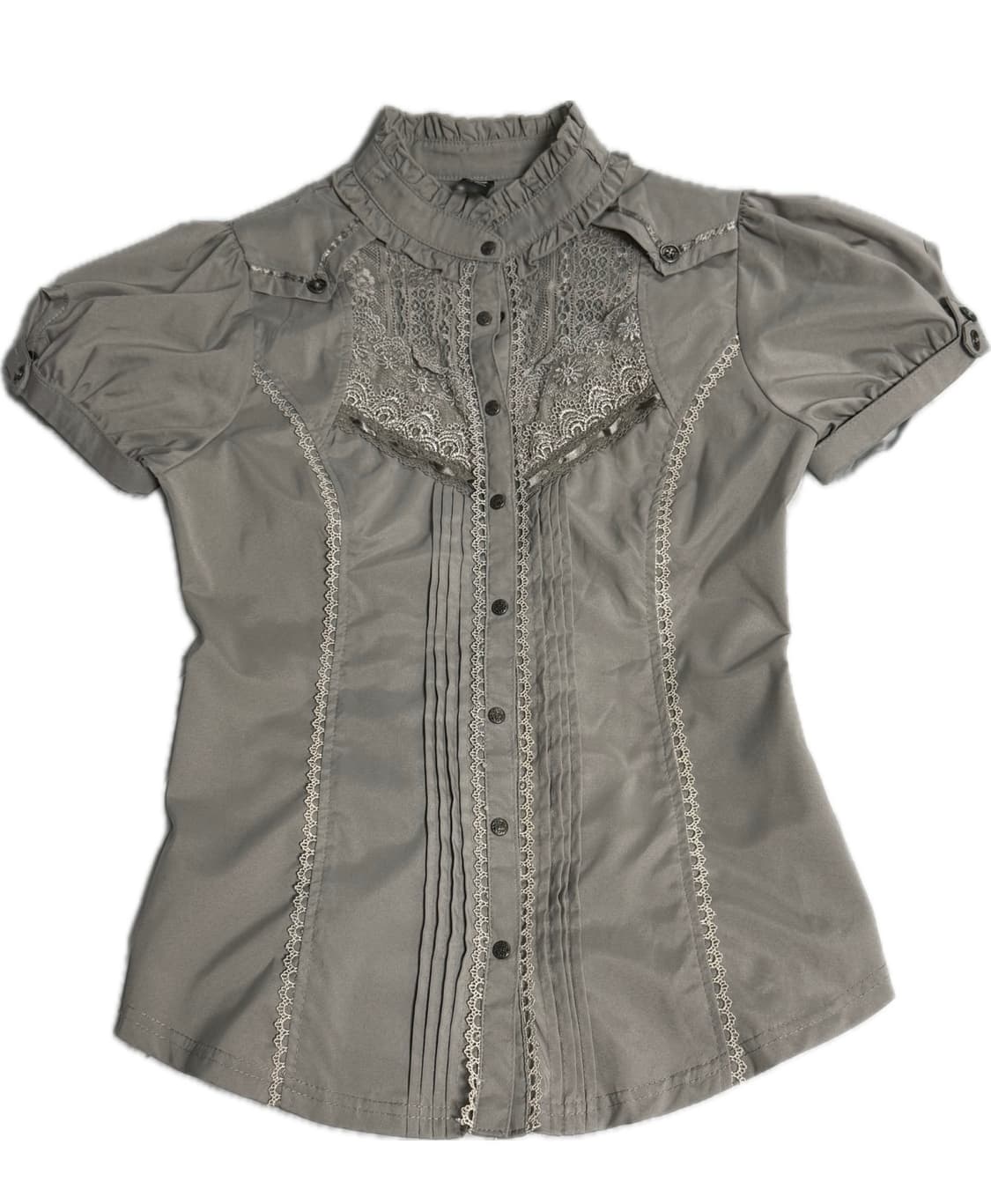 오즈온 ozz on 빈티지 레이스 반팔 블라우스 그레이 상품이미지1