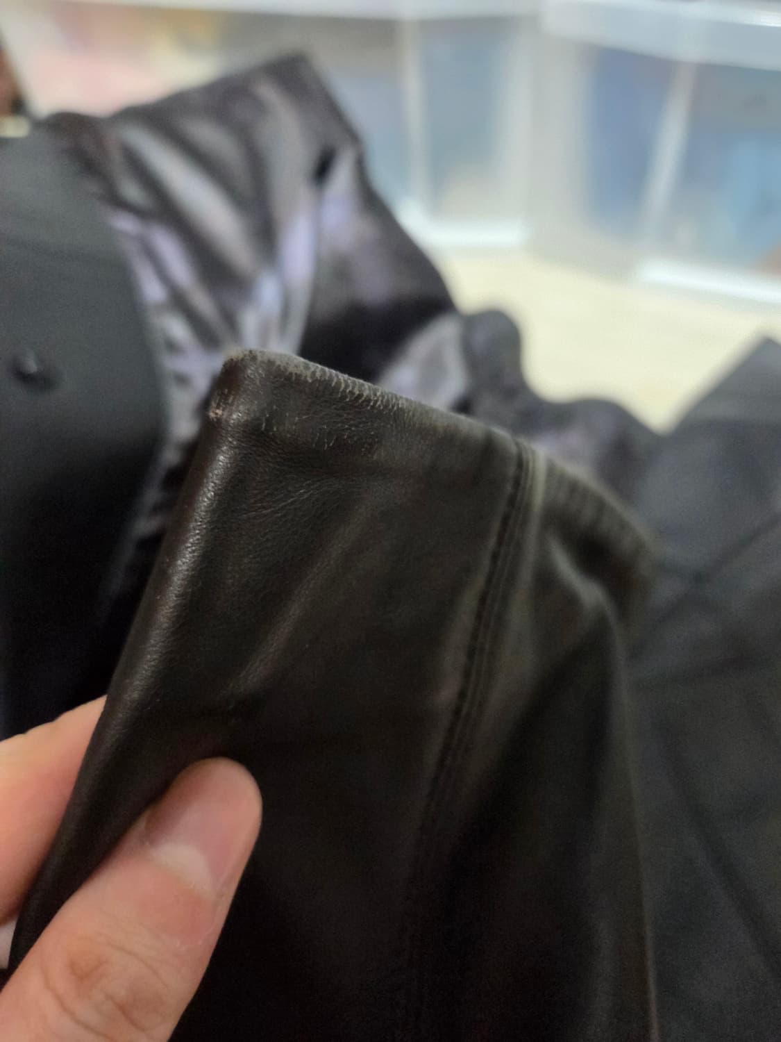 블랙 레더 블레이저 XL 상품이미지5